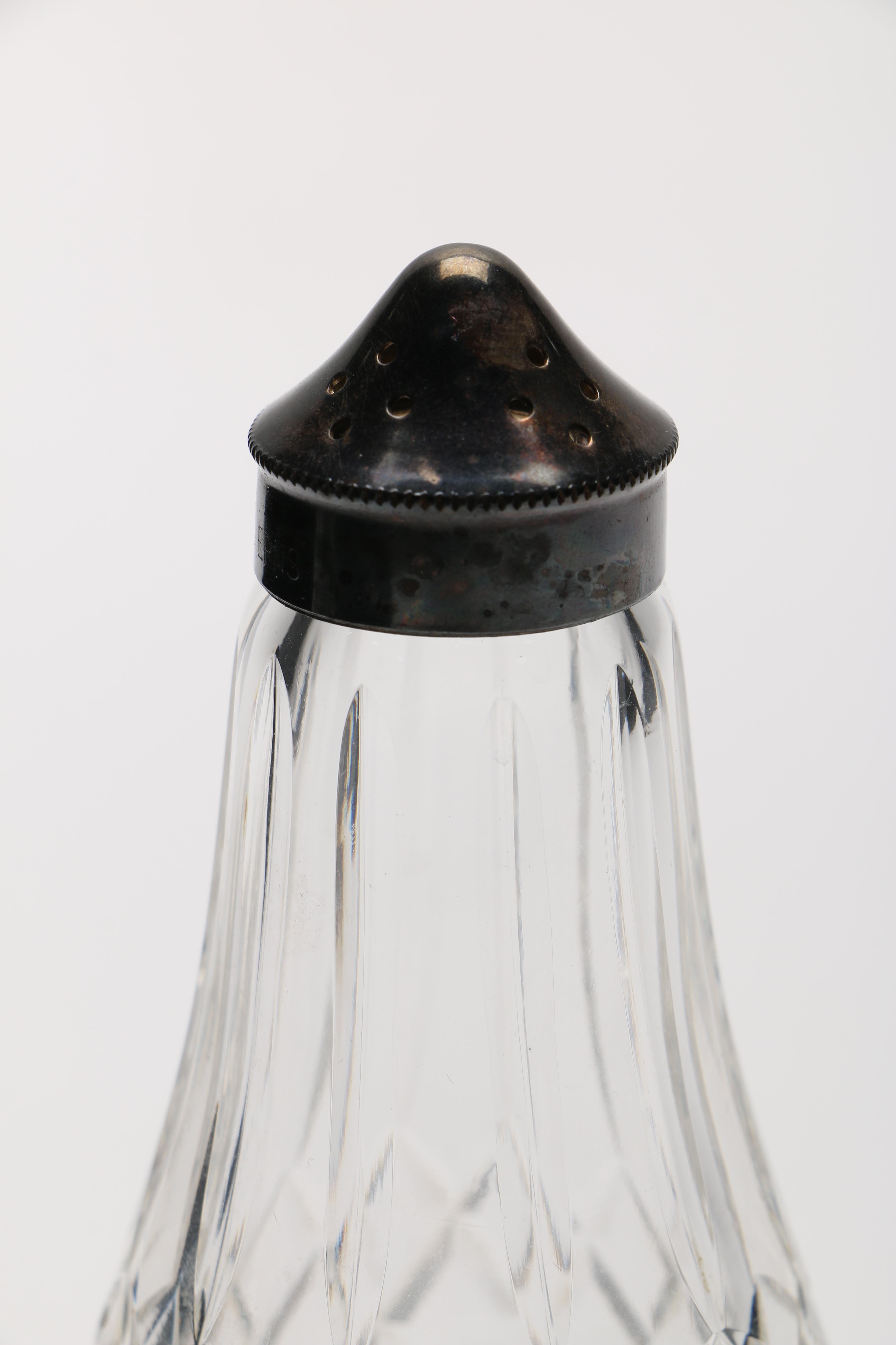 Waterford "Lismore" Crystal and Silver Plate Shakers