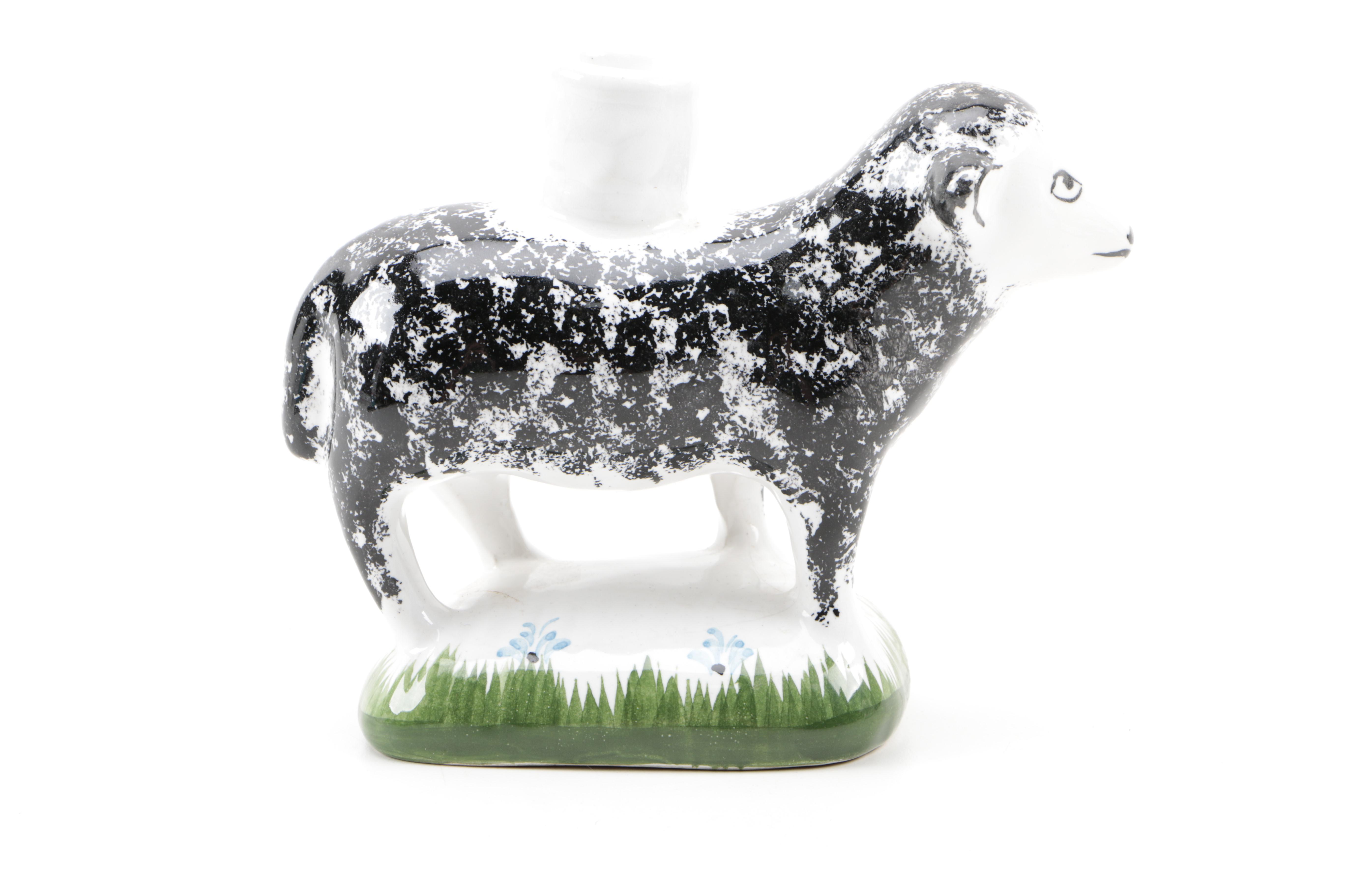 Hand-Painted Portuguese Sheep Candle Holders