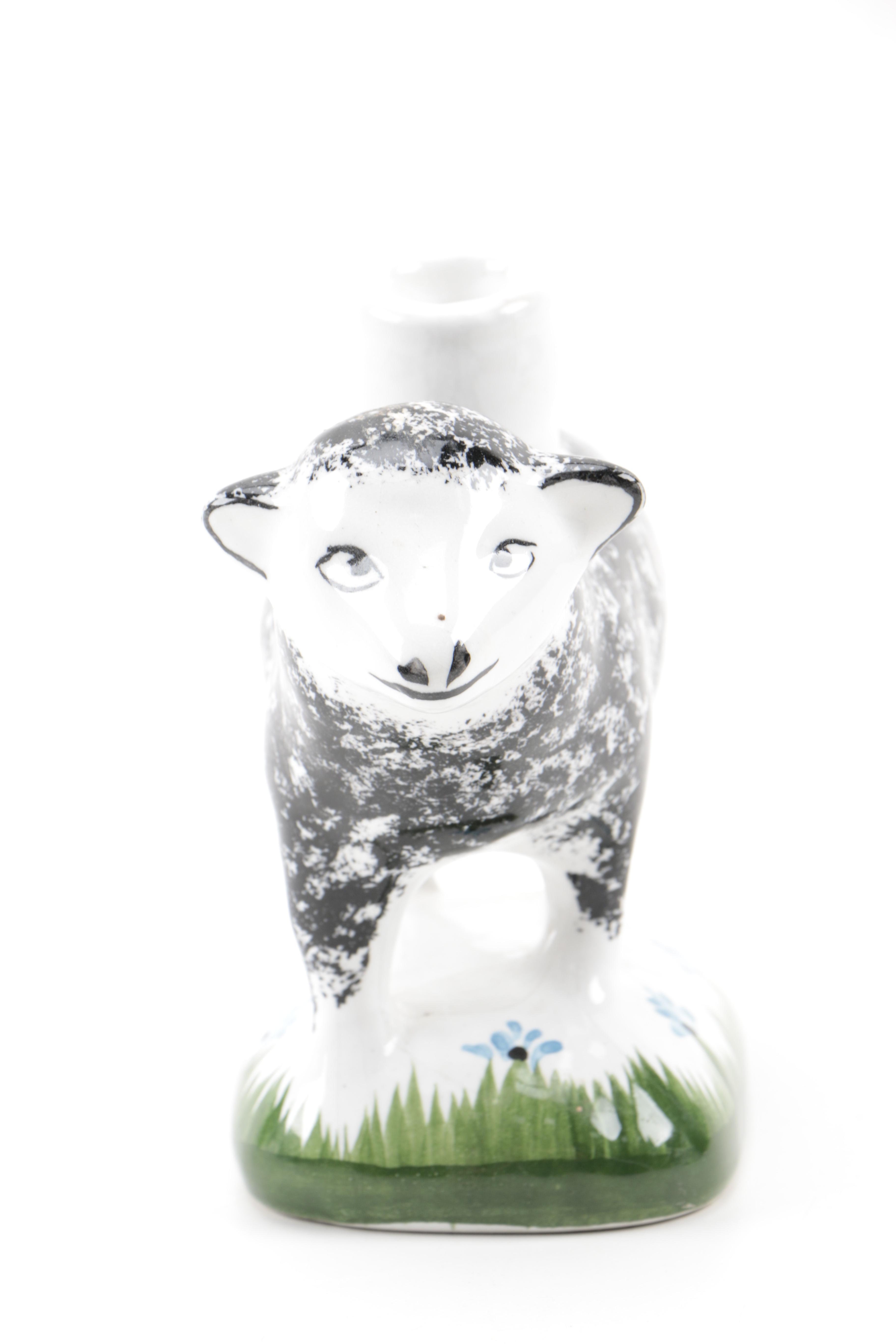 Hand-Painted Portuguese Sheep Candle Holders