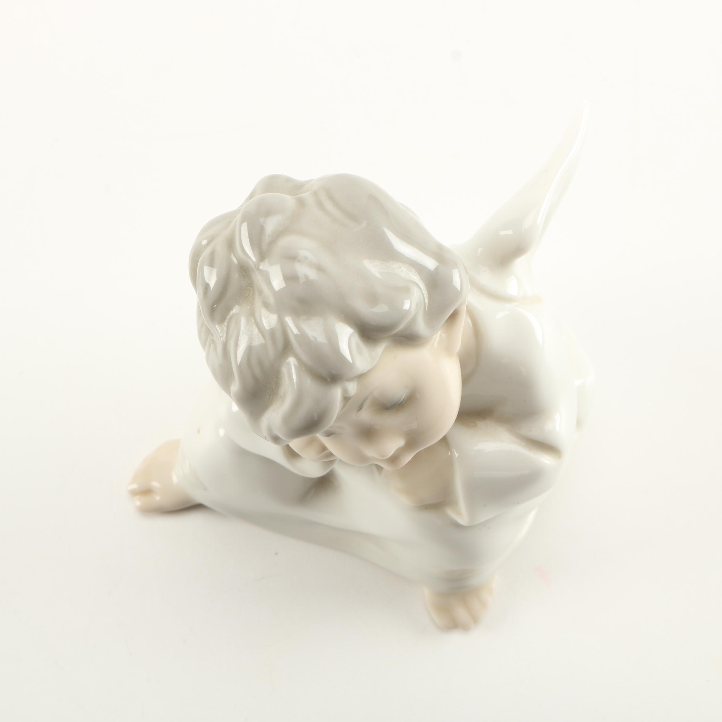 Lladró "Angel Thinking" Porcelain Figurine