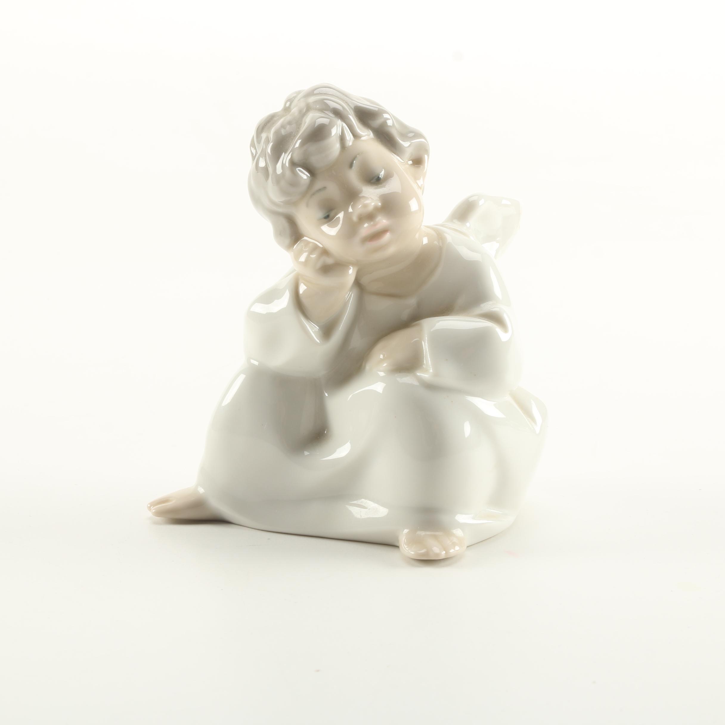 Lladró "Angel Thinking" Porcelain Figurine