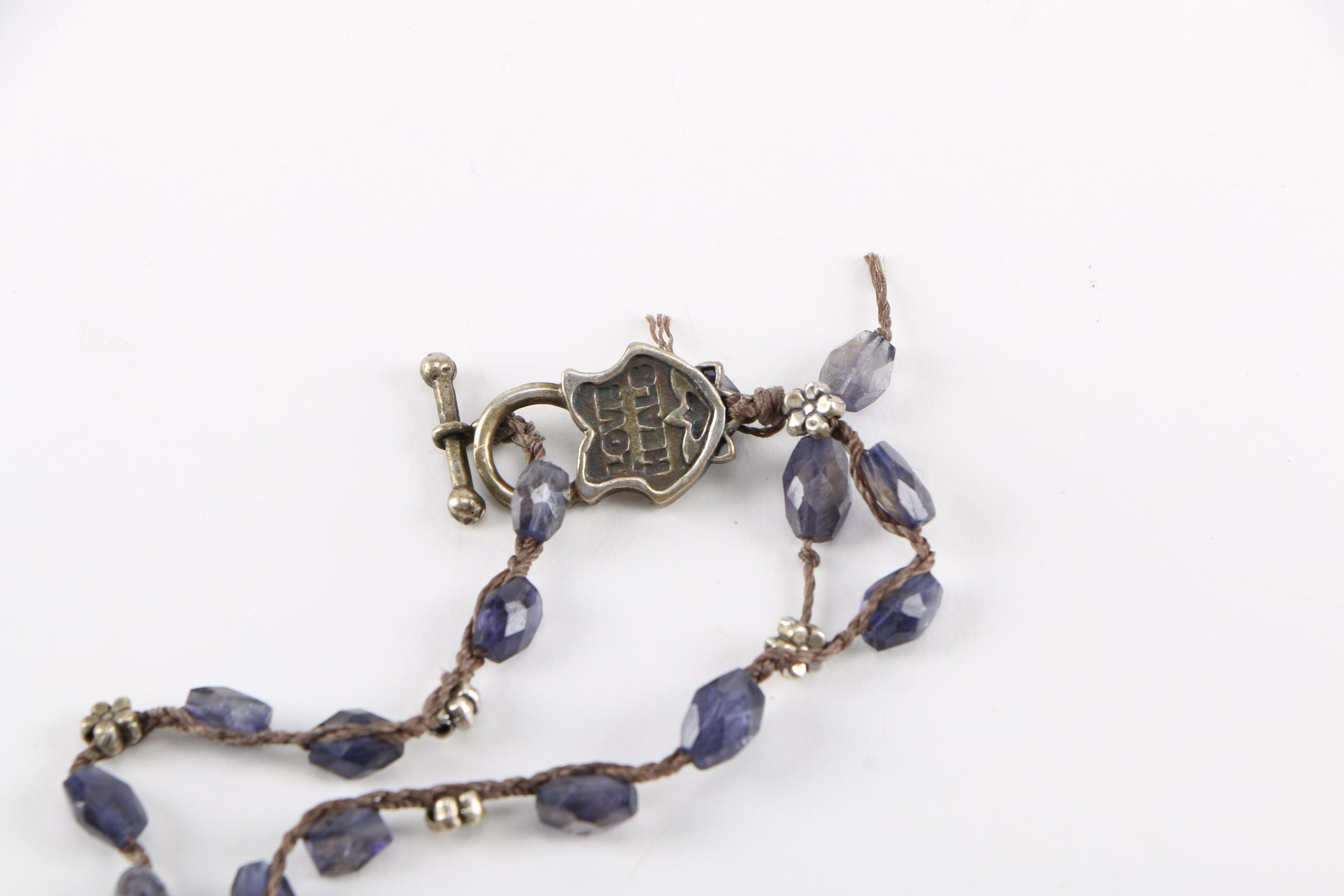 "Love Heals" Beaded Necklace With Iolite Stones