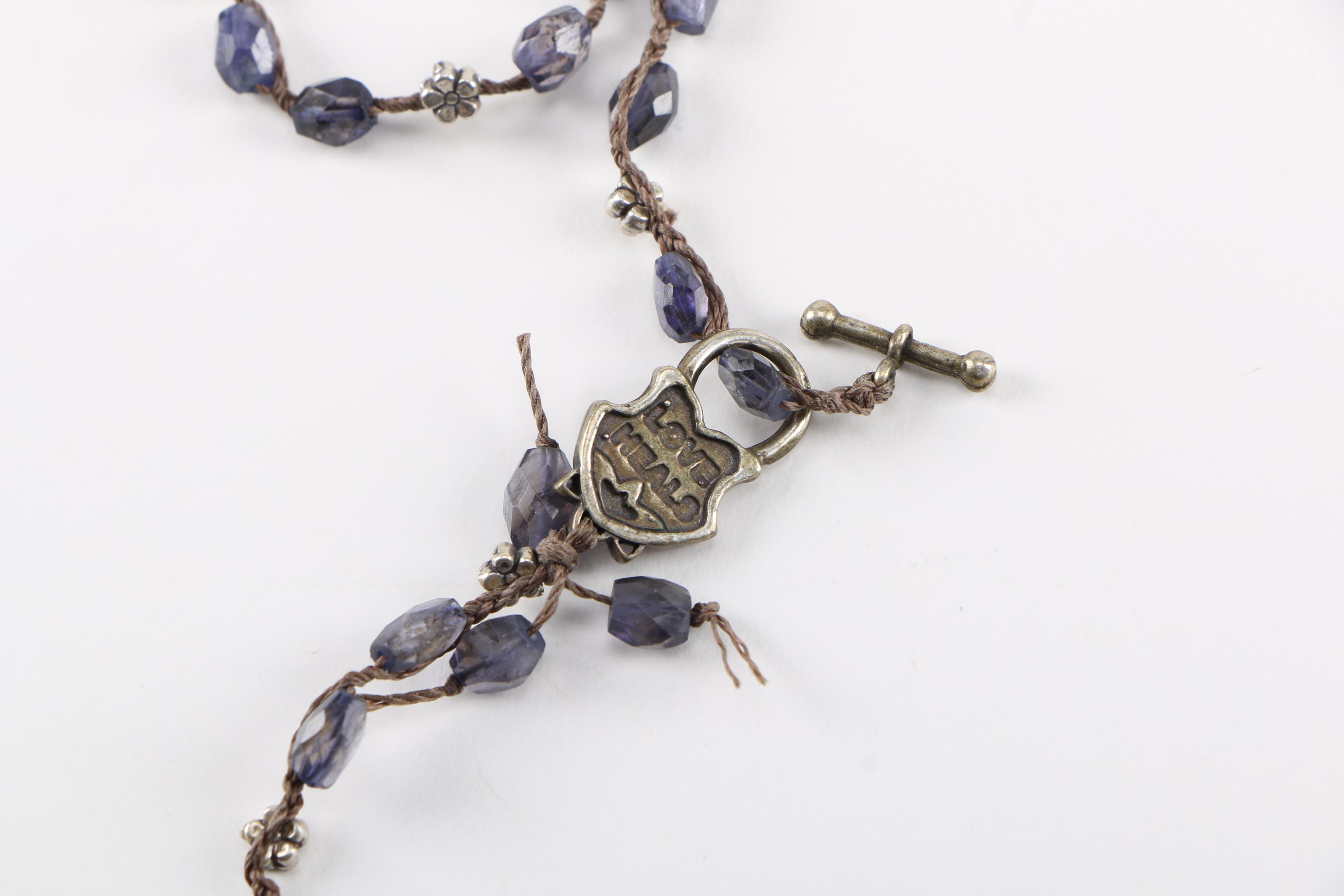 "Love Heals" Beaded Necklace With Iolite Stones