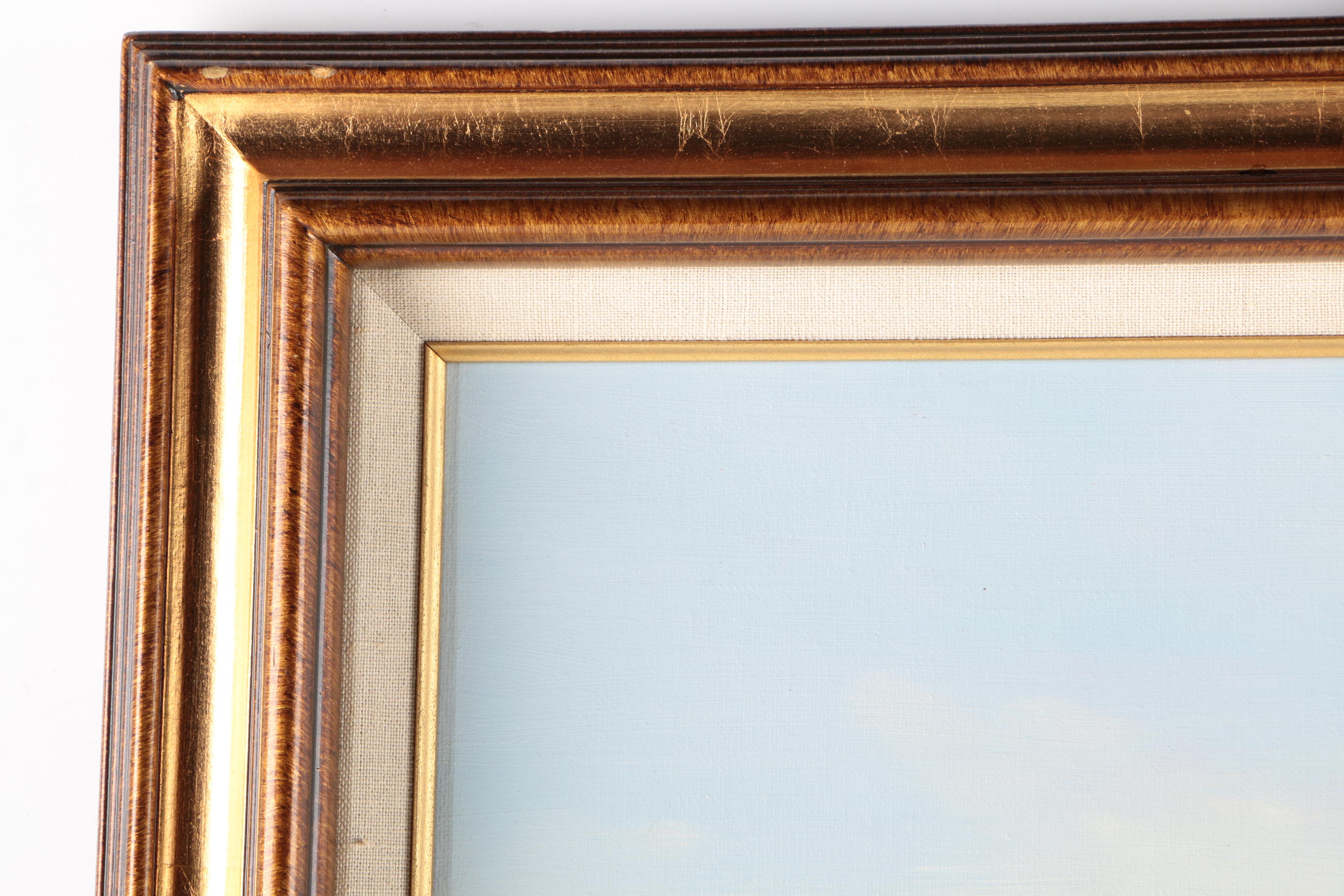 Deacon Acrylic Painting on Canvas Barn and Silo