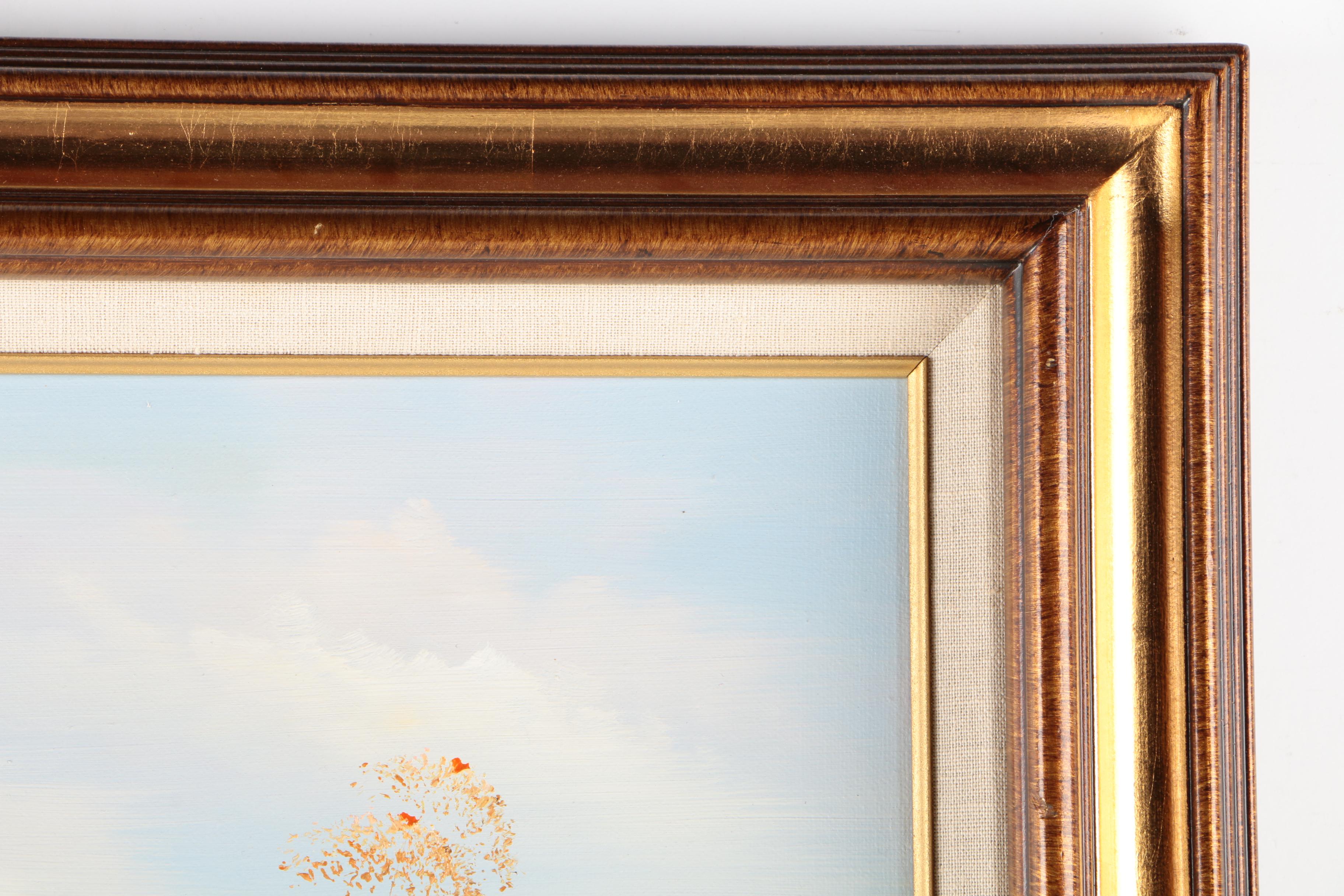 Deacon Acrylic Painting on Canvas Barn and Silo