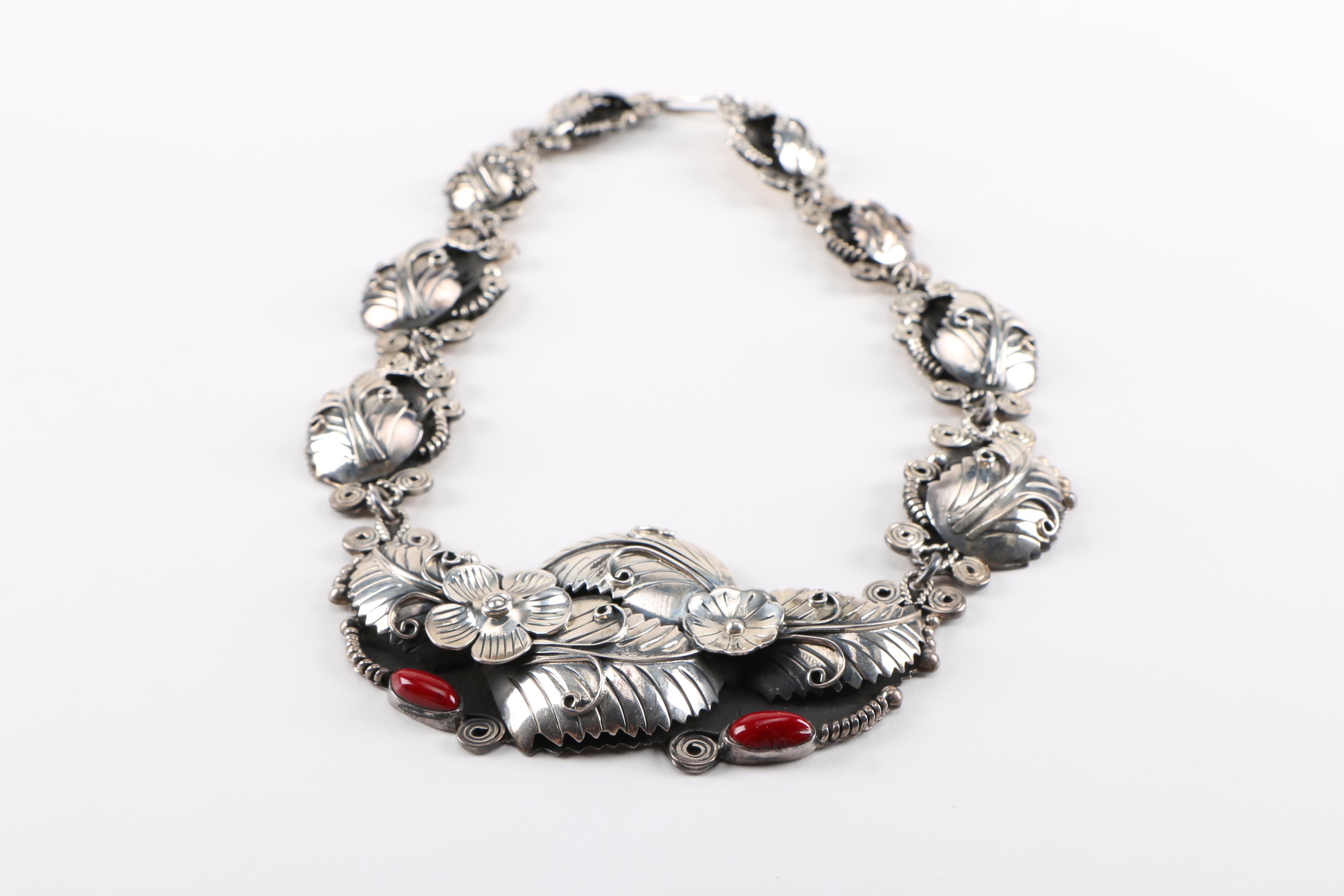 Mexican Sterling Silver Necklace with Earrings