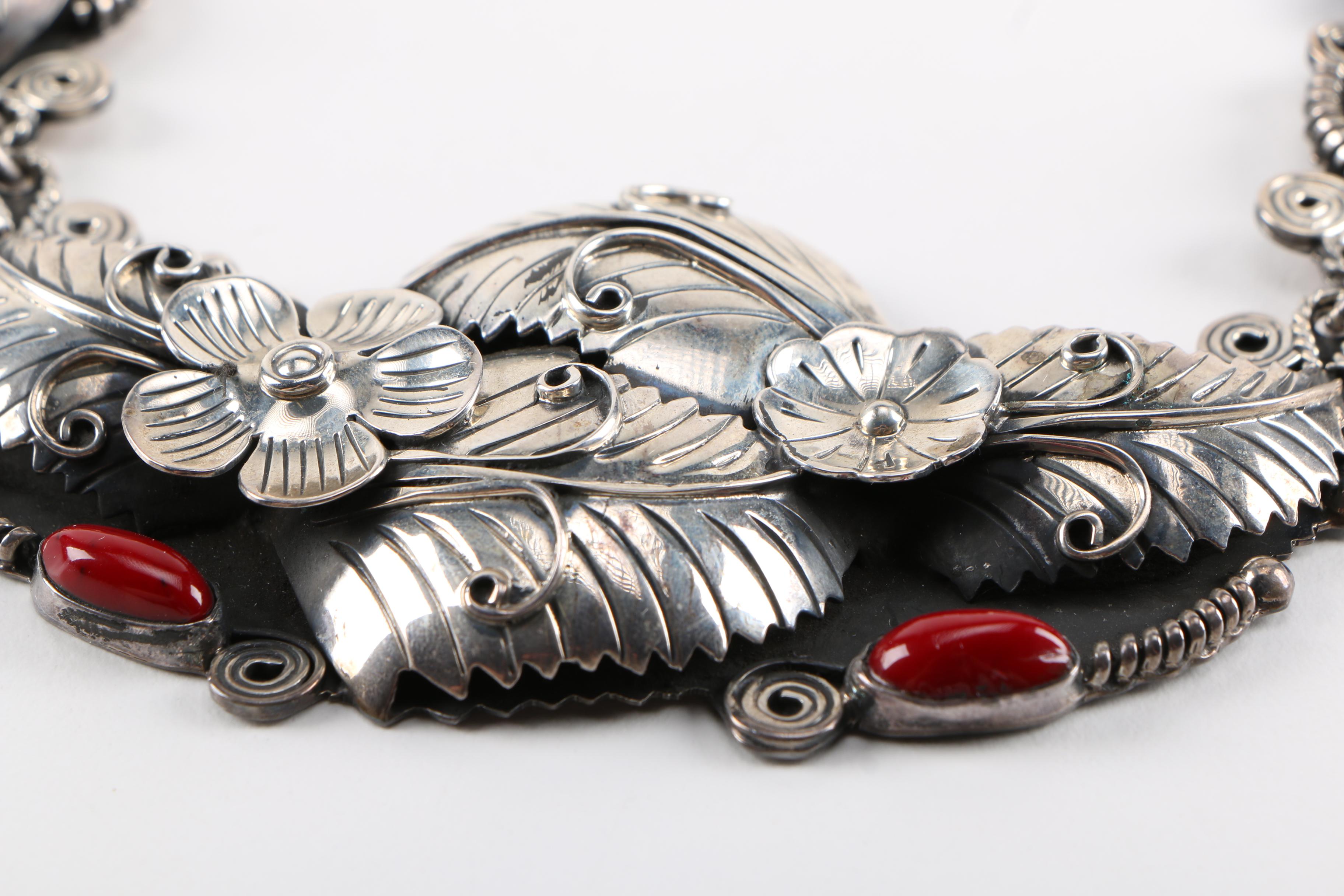 Mexican Sterling Silver Necklace with Earrings