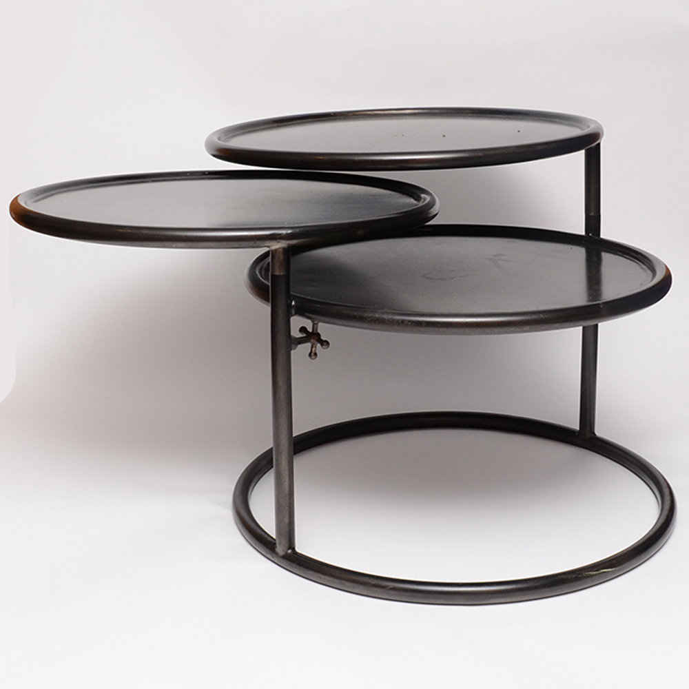 Modernist Metal Table With Adjustable Tops