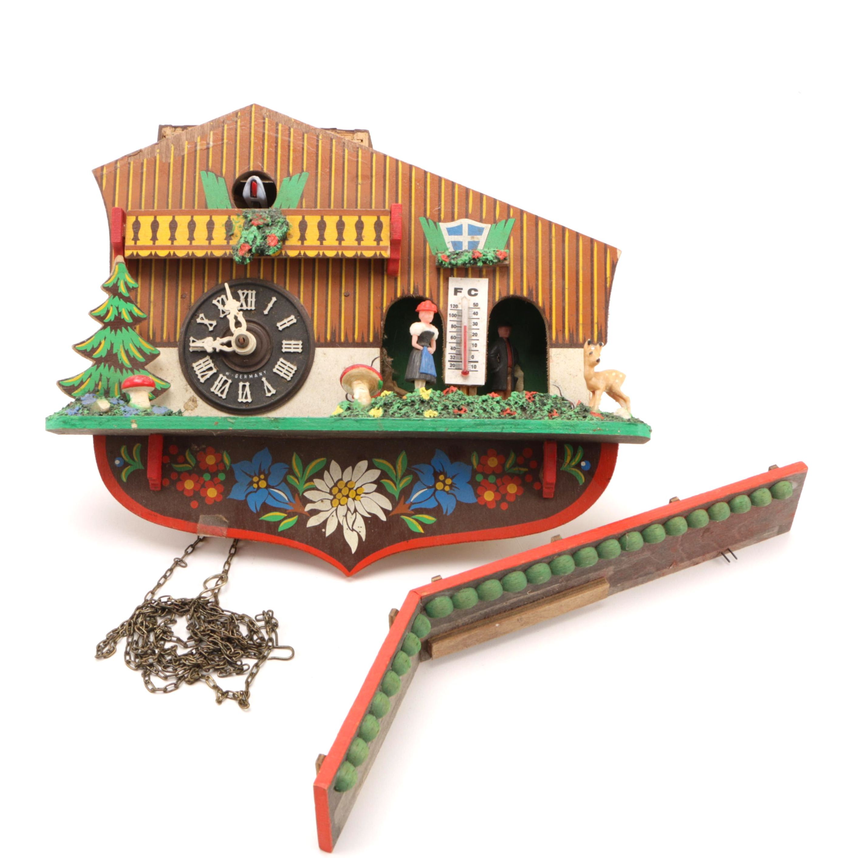 West German Combination Cuckoo Clock and Weather House