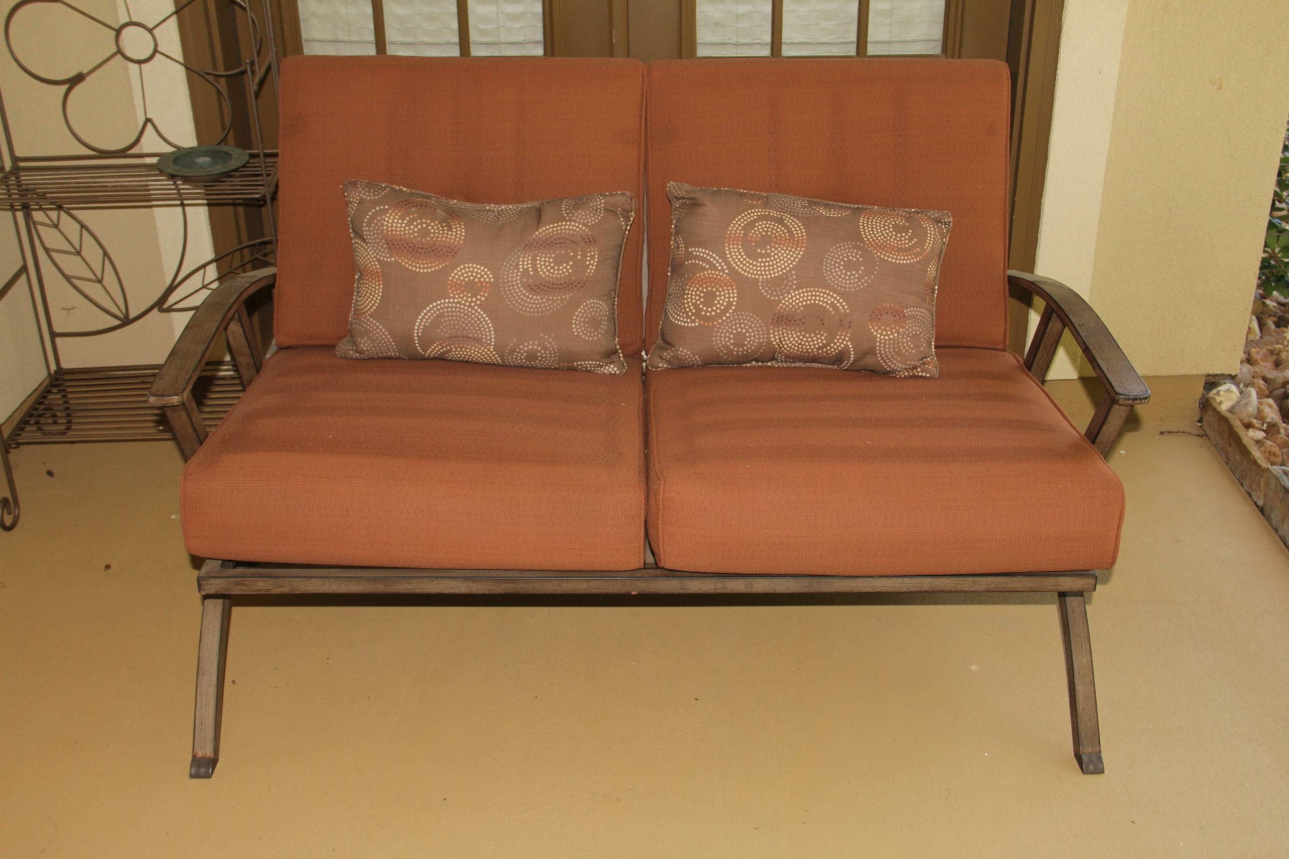 Mid-Century Patio Furniture Set with Cushions and Throw Pillows