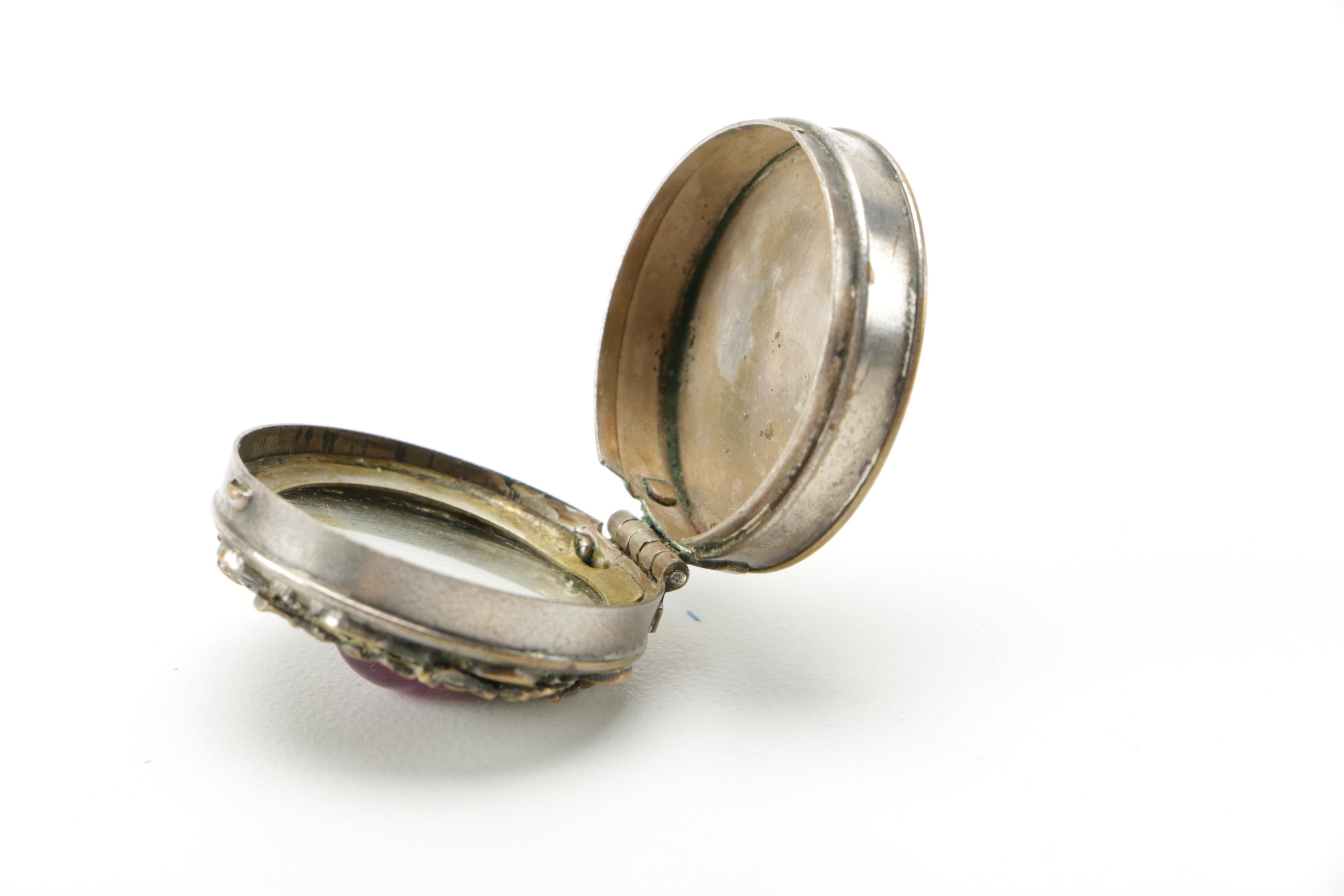 Ornate Brass Cups with Vintage Base Metal Pill Boxes