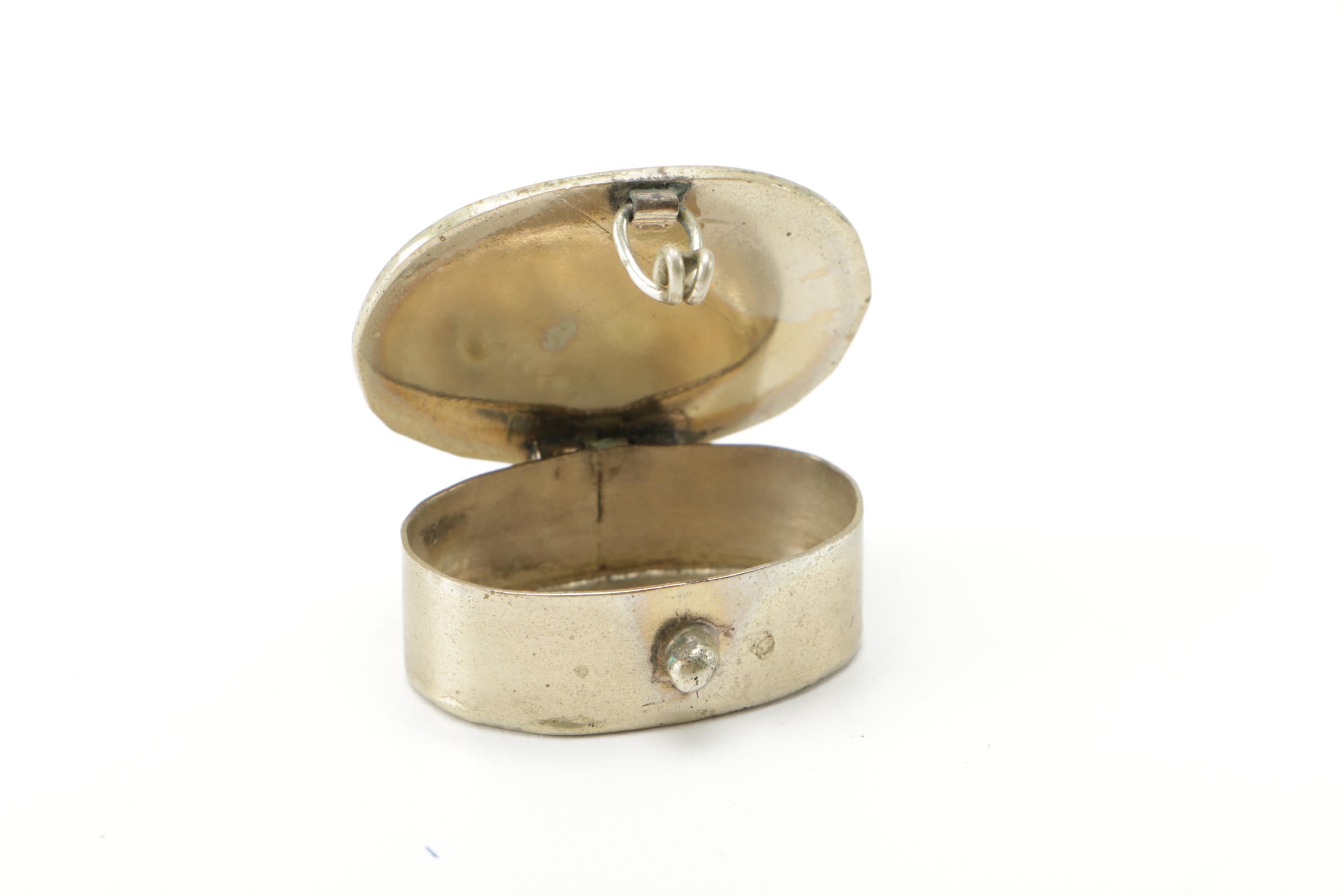 Ornate Brass Cups with Vintage Base Metal Pill Boxes