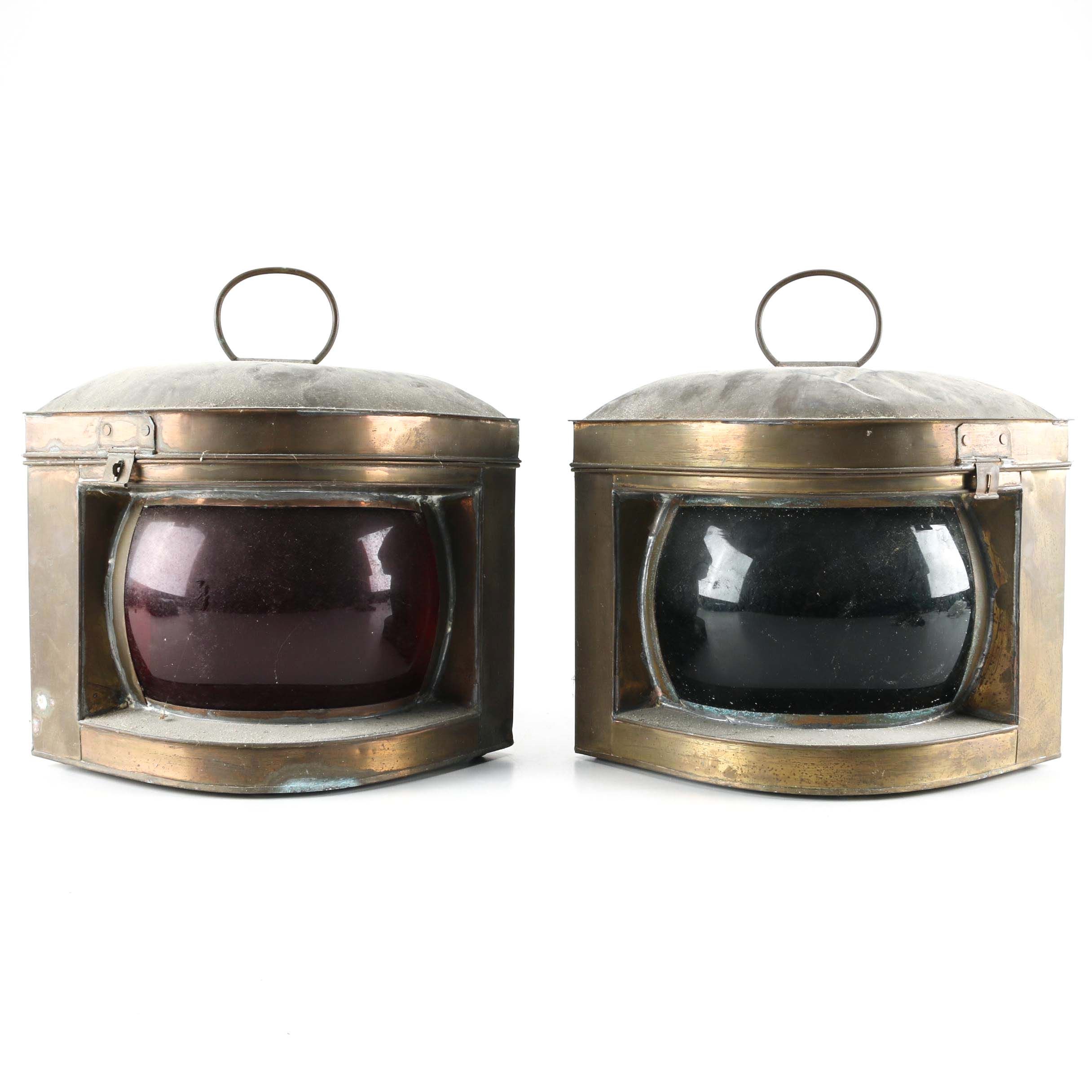Pair of Hanging Metal Ship's Lanterns