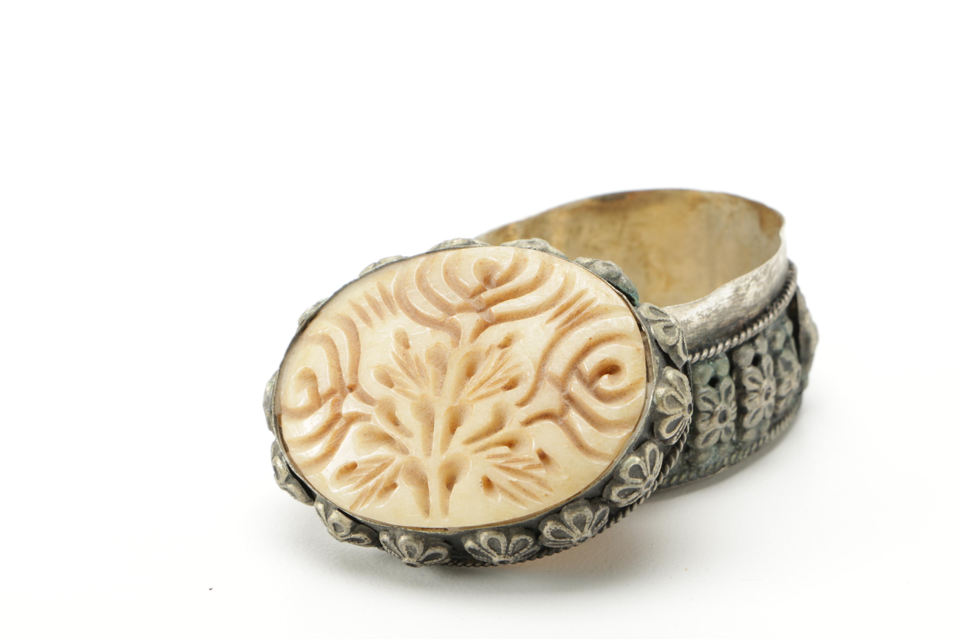 Ornate Brass Cups with Vintage Base Metal Pill Boxes