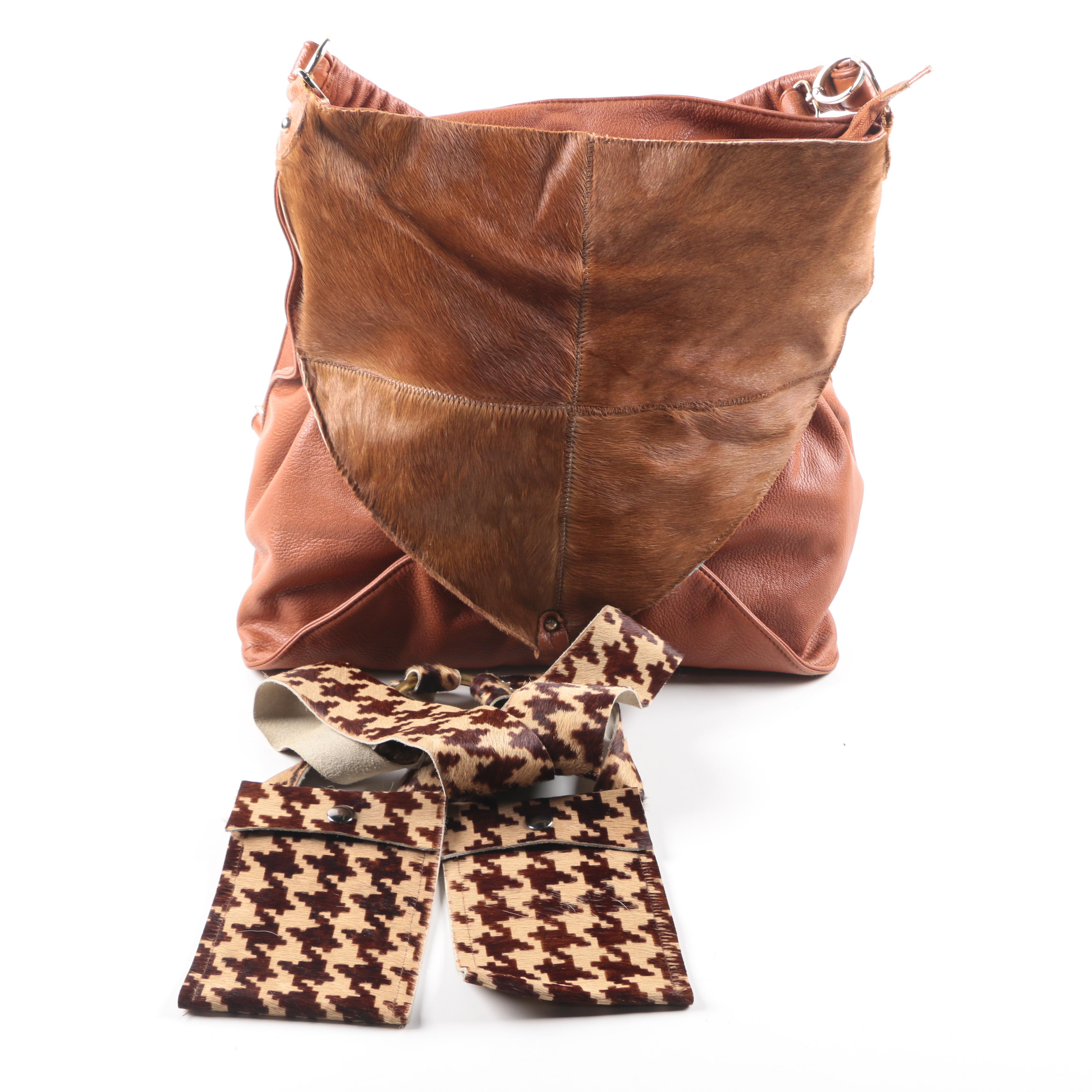 Calf Hair Leather Satchel and Pouch Vest