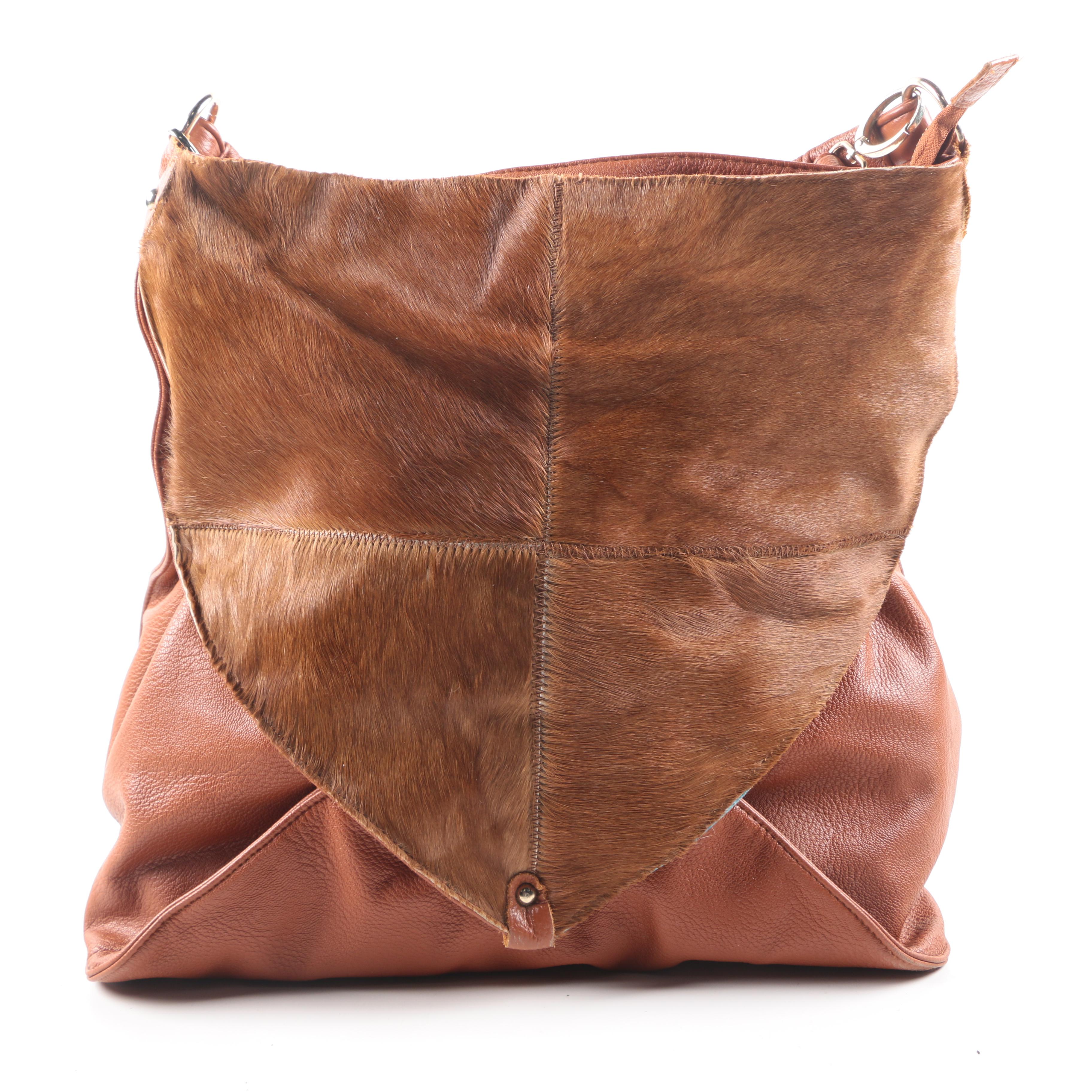 Calf Hair Leather Satchel and Pouch Vest
