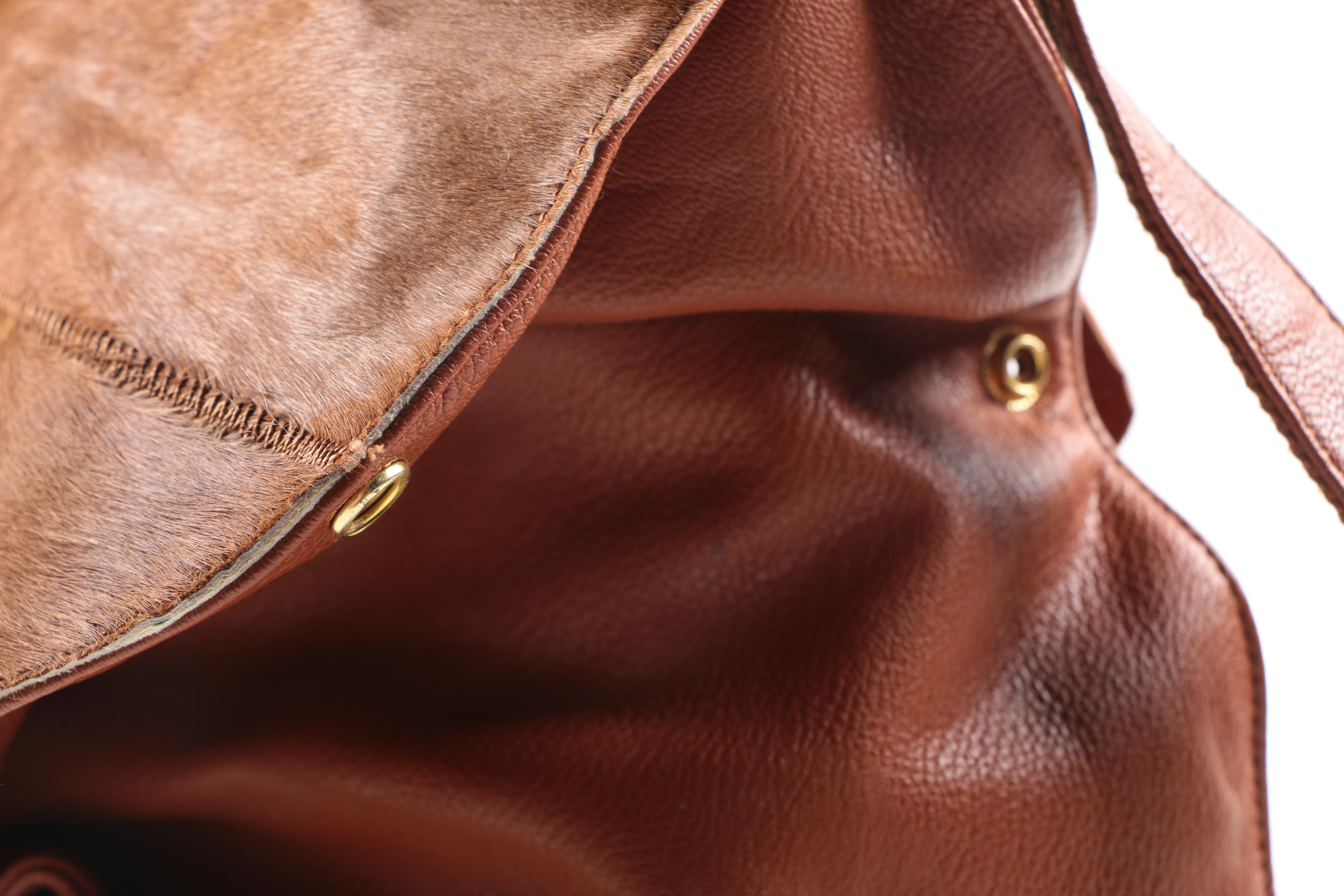 Calf Hair Leather Satchel and Pouch Vest