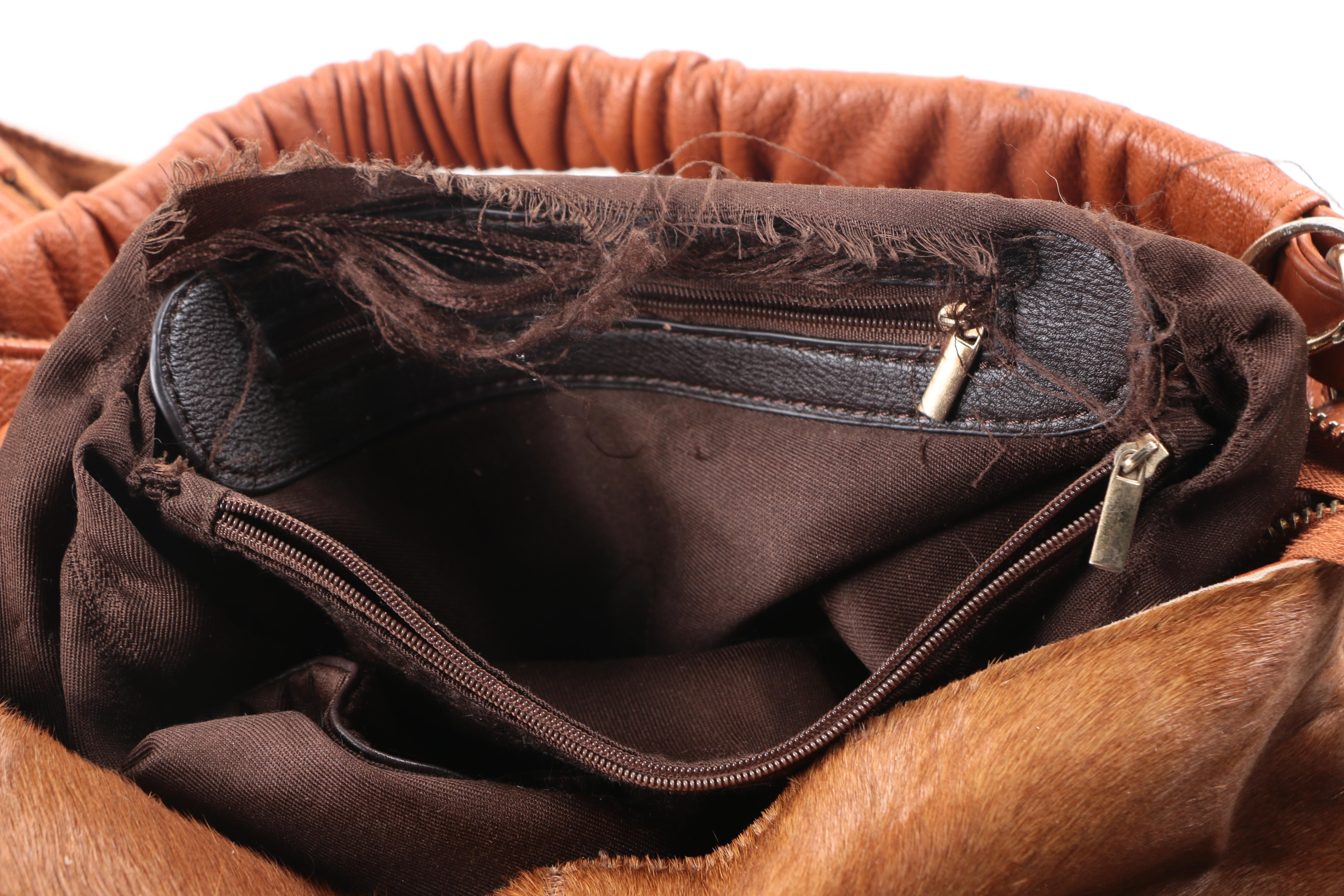 Calf Hair Leather Satchel and Pouch Vest