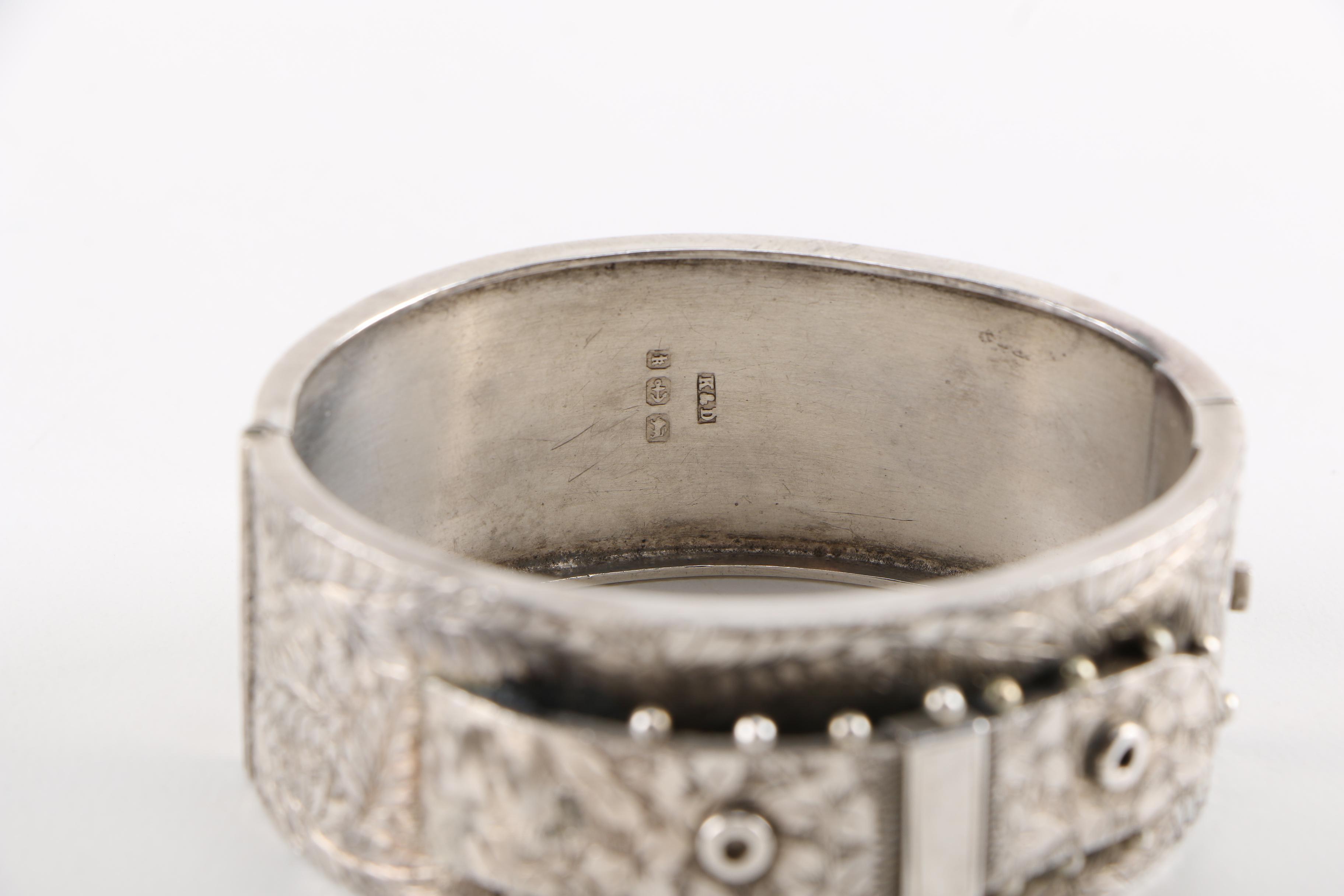 Antique English Sterling Silver Buckle Bangle
