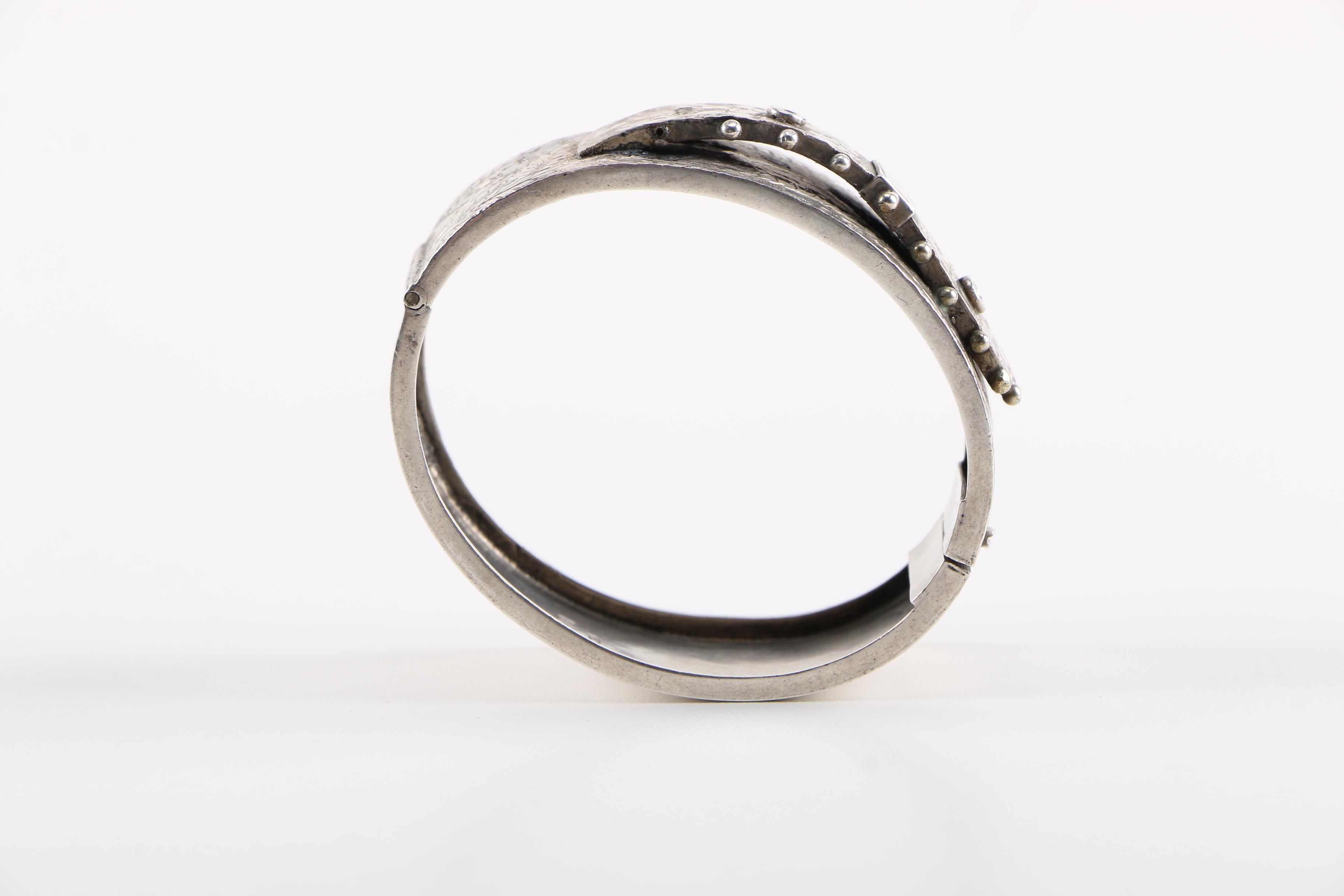 Antique English Sterling Silver Buckle Bangle