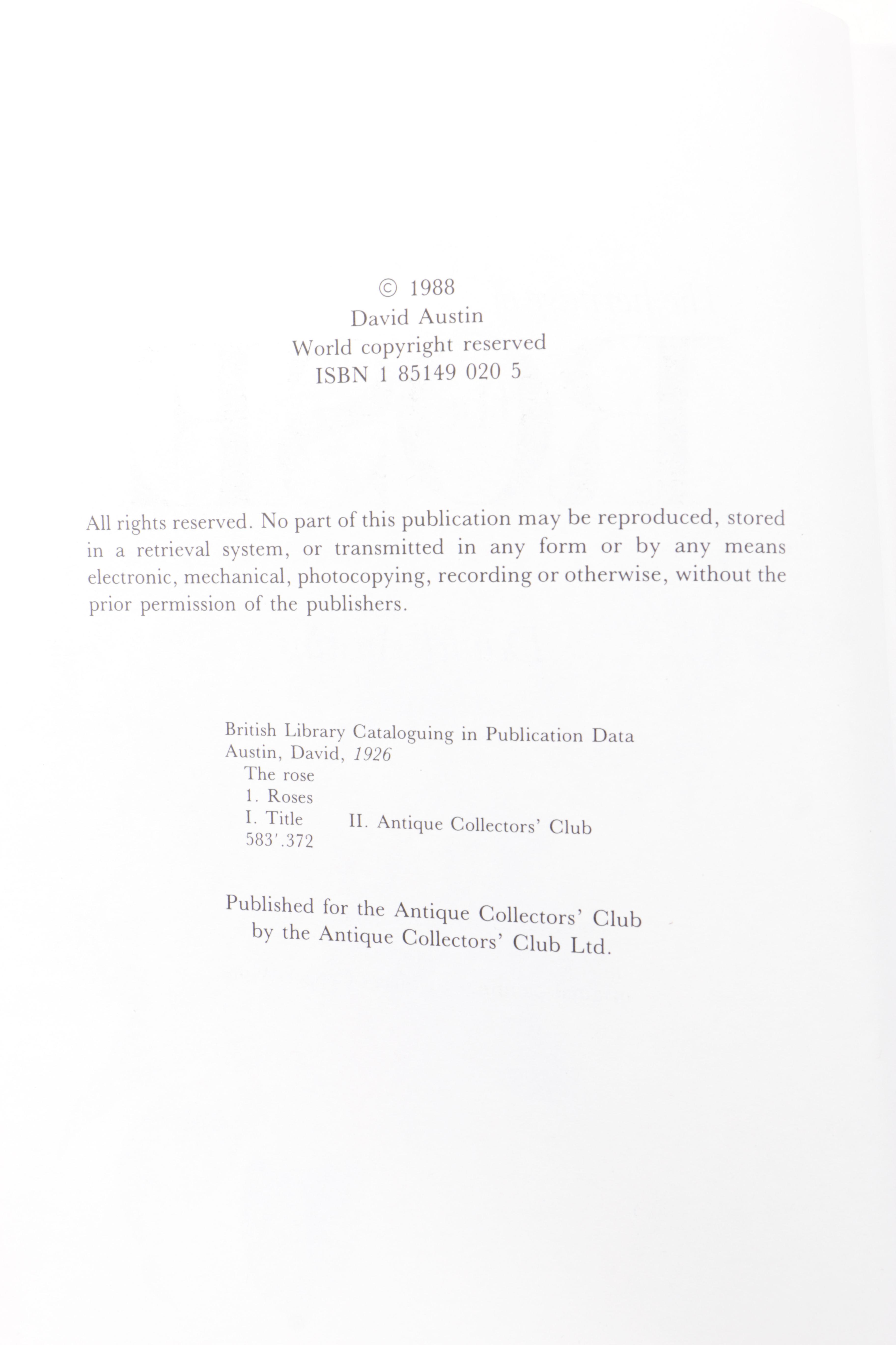 Assorted Books on Roses Including "Visions of Roses" Showing Beckett's Castle