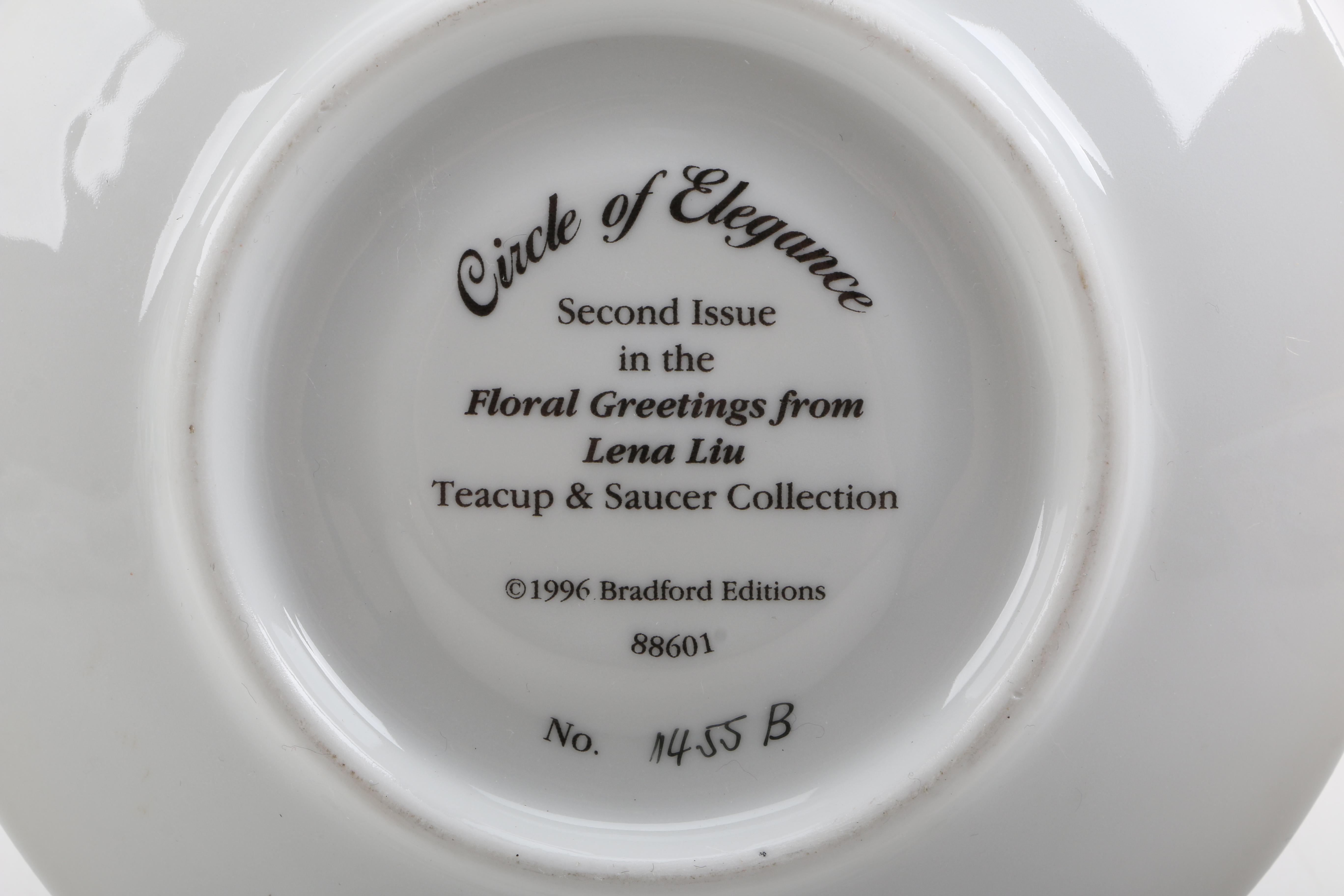 Porcelain Teacups with Saucers Featuring Meissen "Green Ivy Leaf"