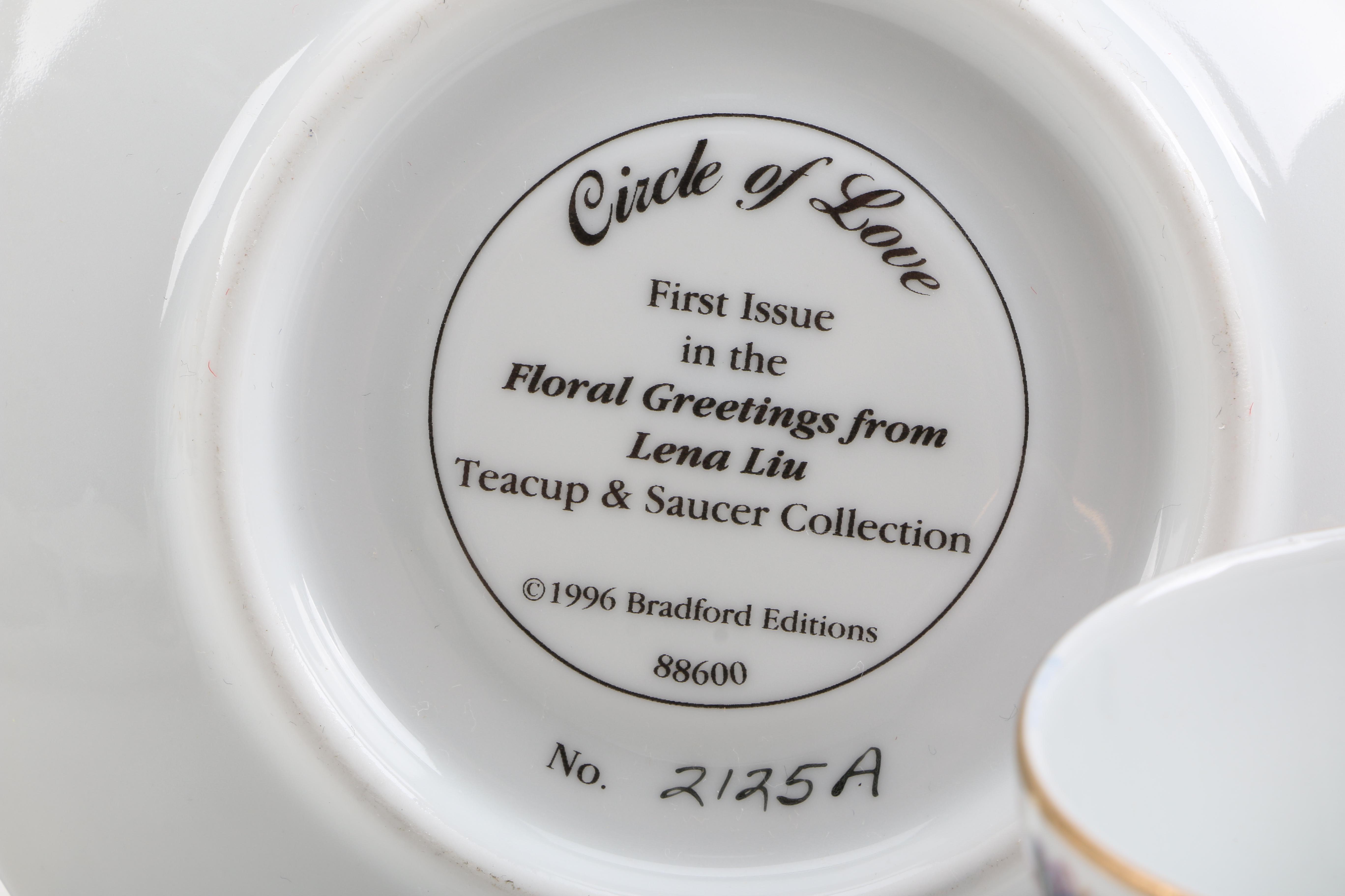 Porcelain Teacups with Saucers Featuring Meissen "Green Ivy Leaf"