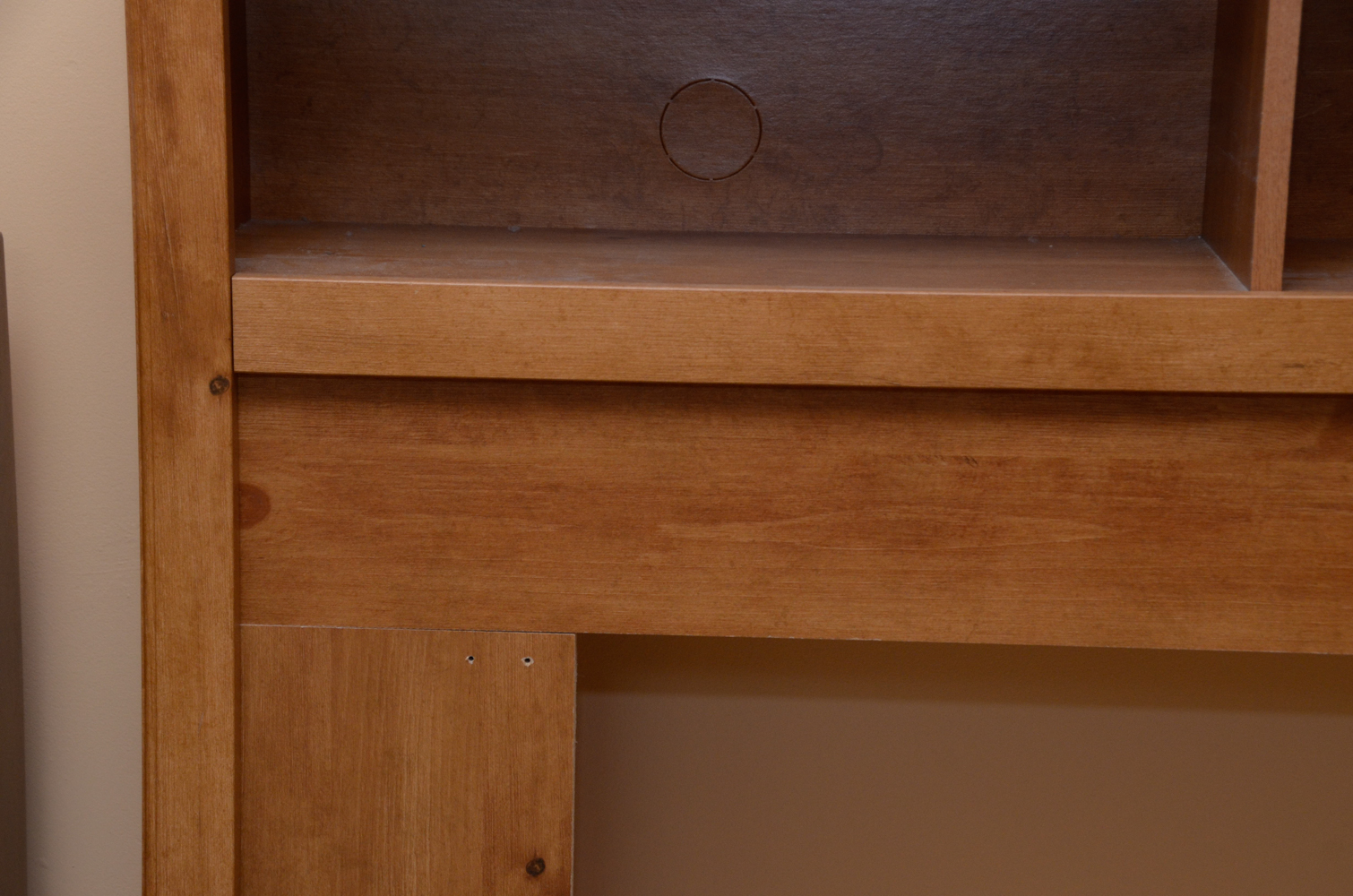 Queen Size Pine Headboard with Bookcase
