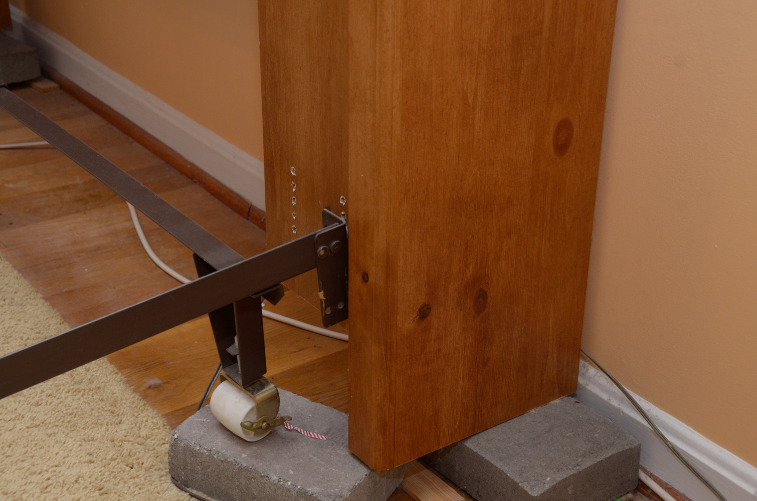 Queen Size Pine Headboard with Bookcase