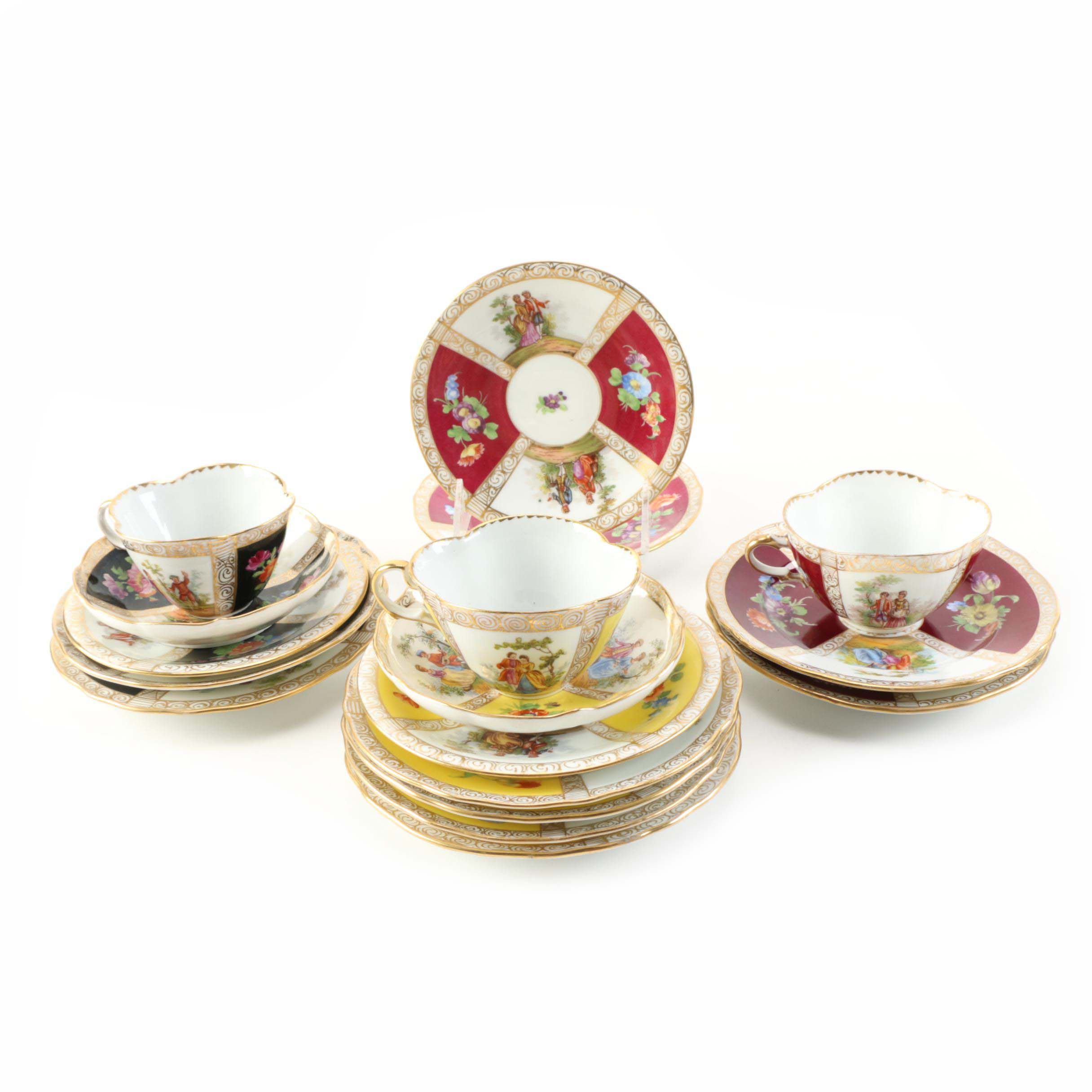 Antique Richard Klemm Porcelain Teacups and Saucers