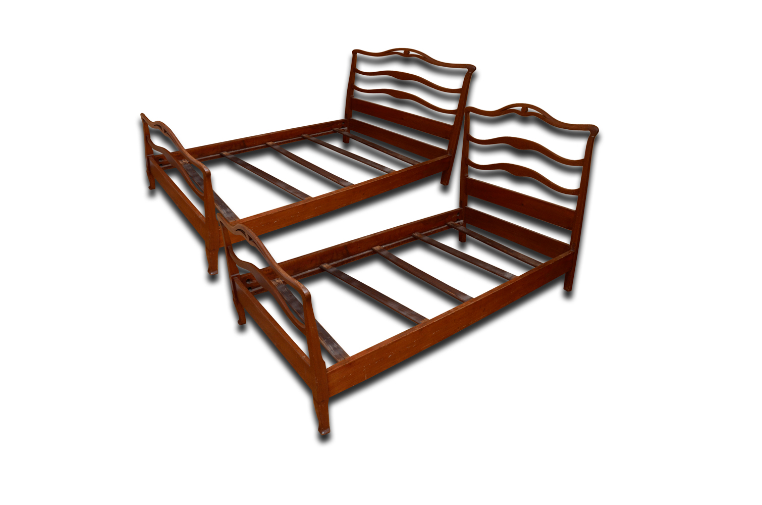 Pair of Vintage Wooden Twin Beds