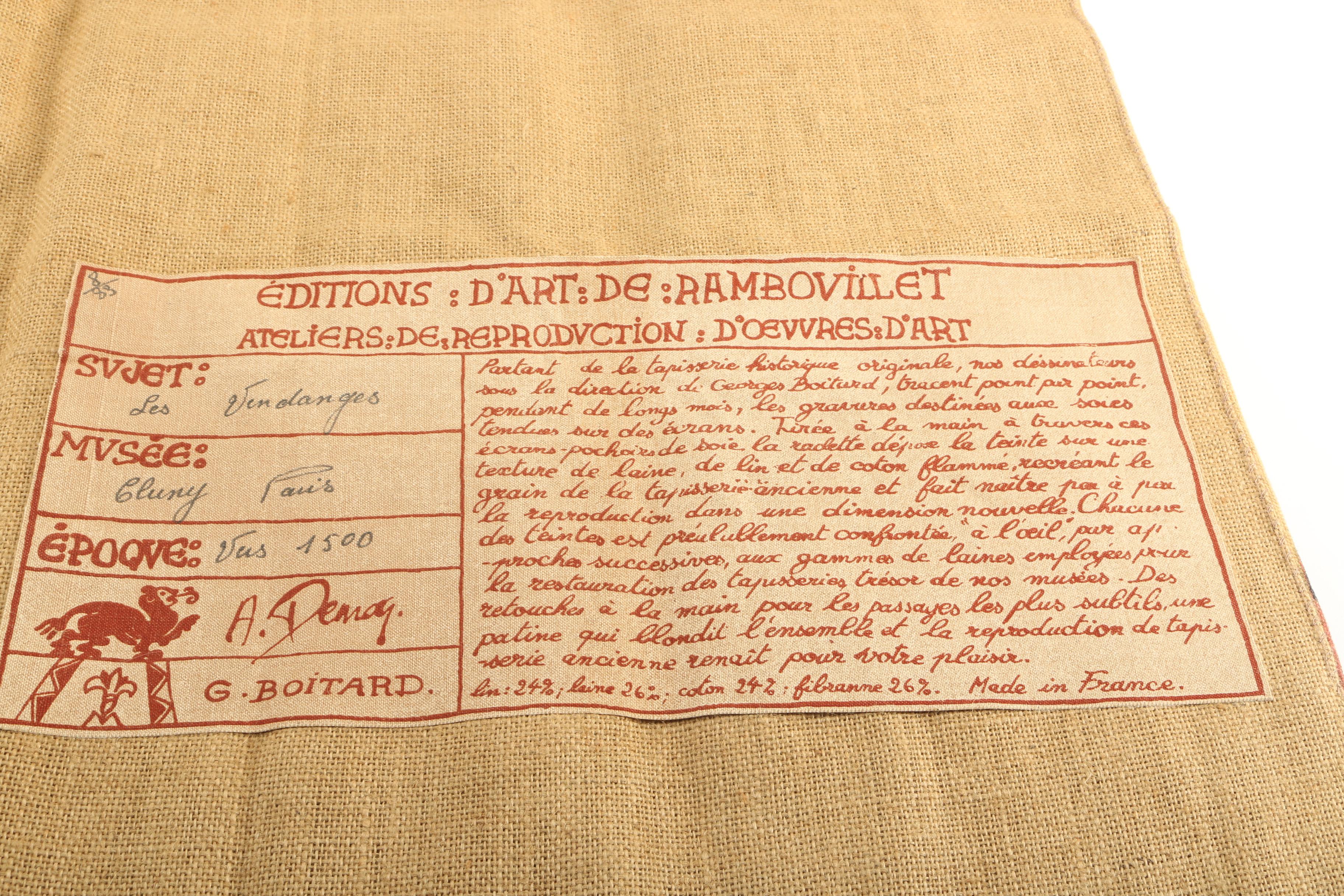 George Boitard Reproduction Tapestry After "Les Vendanges"