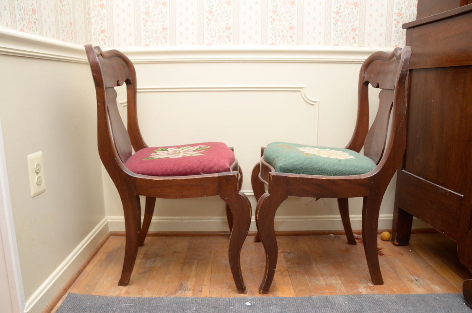 Pair of Vintage Needlepoint Chairs