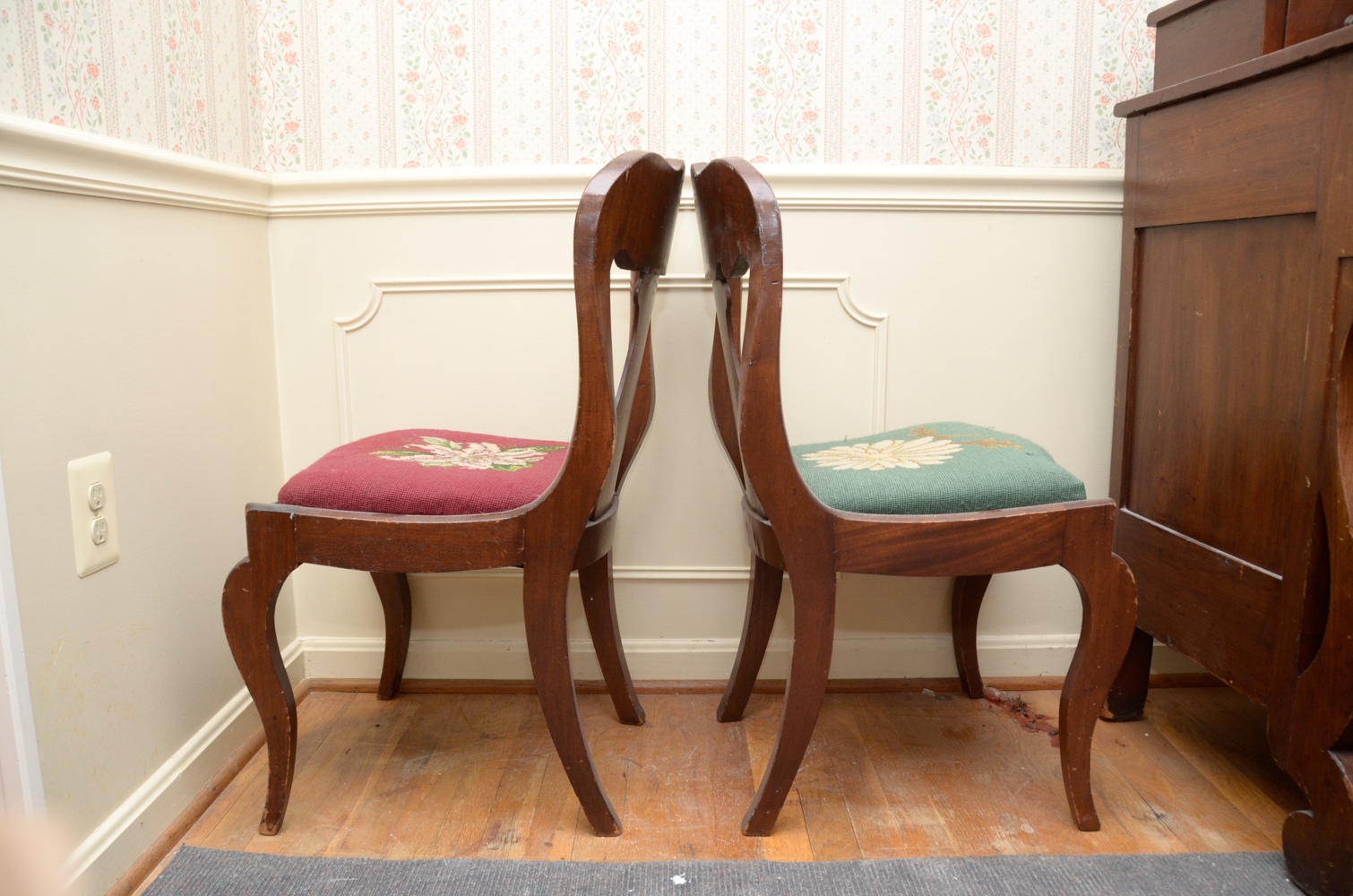Pair of Vintage Needlepoint Chairs