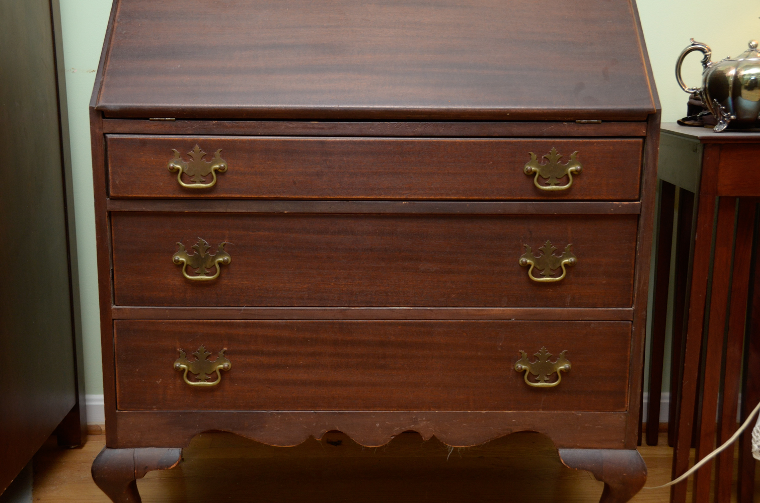 Vintage Chippendale Style Mahogany Drop-Front Desk