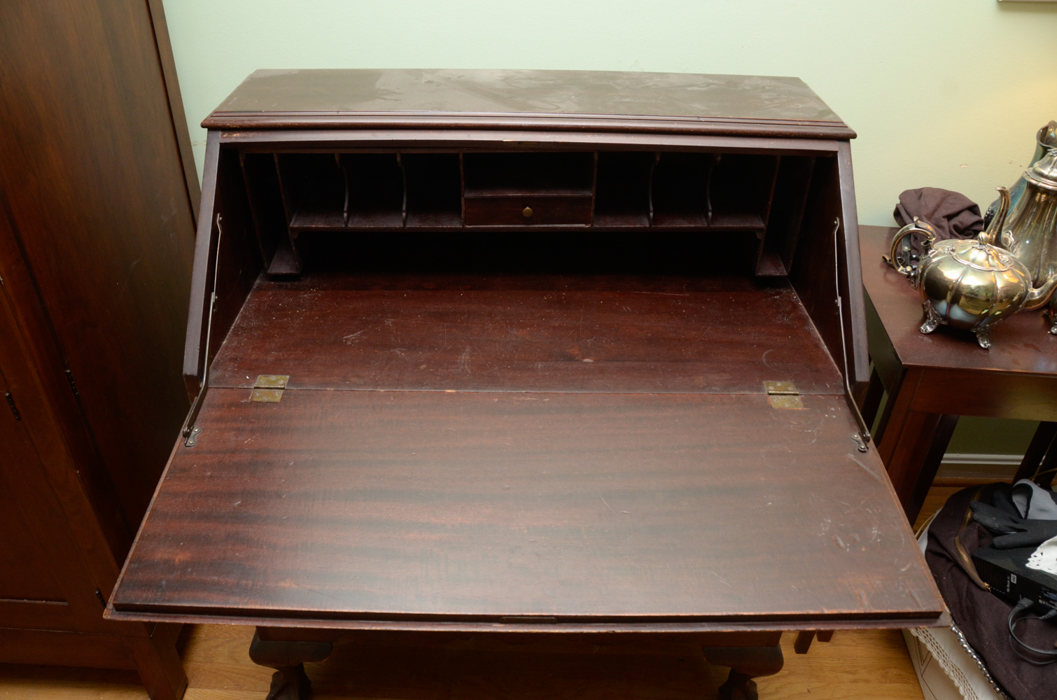 Vintage Chippendale Style Mahogany Drop-Front Desk