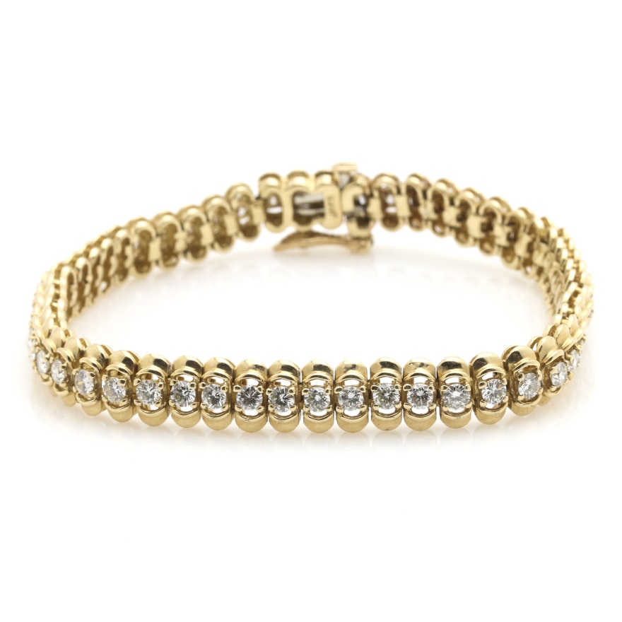 14K Yellow Gold Diamond Tennis Bracelet