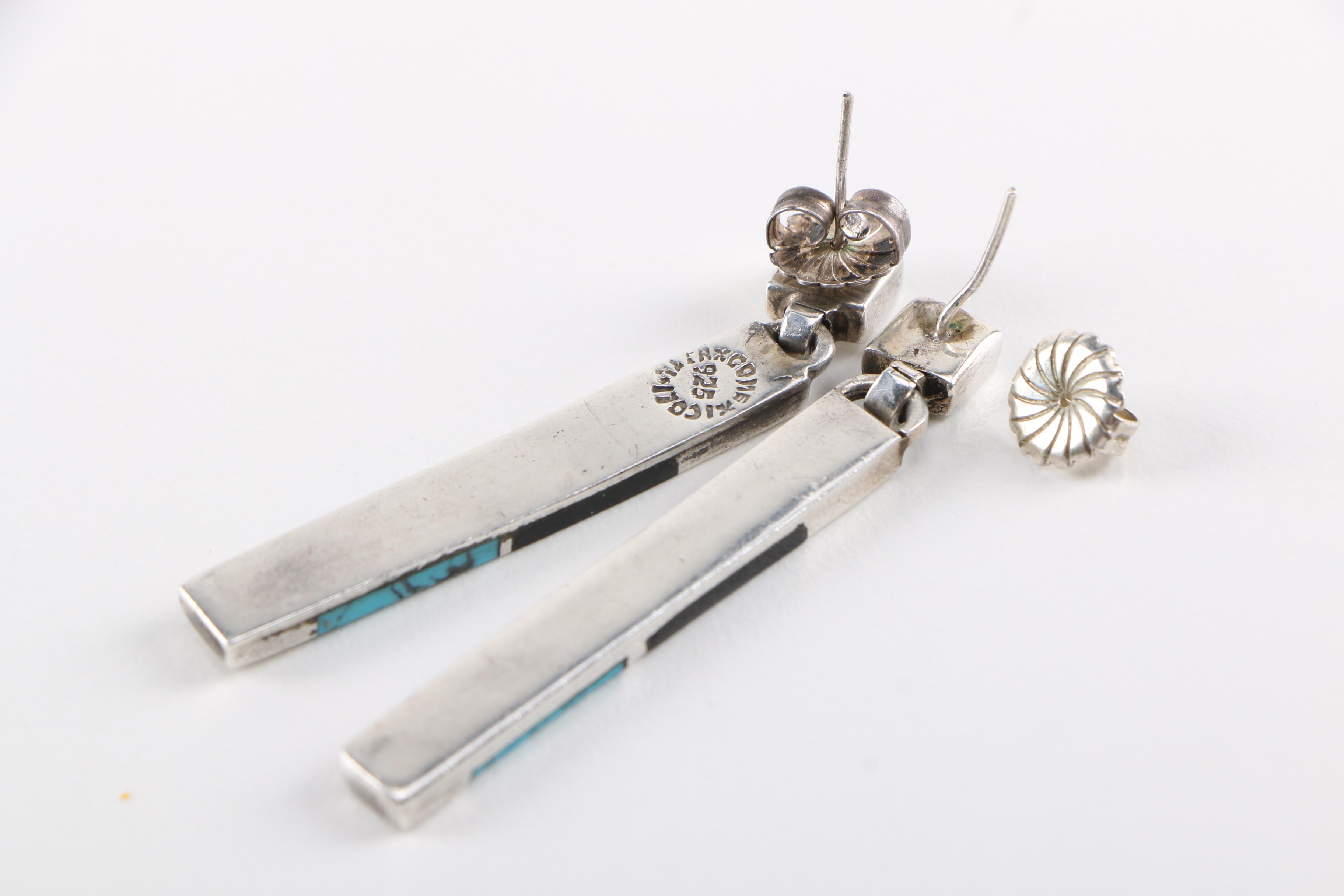 Taxco Sterling Silver Onyx and Resin Earrings and Bracelet