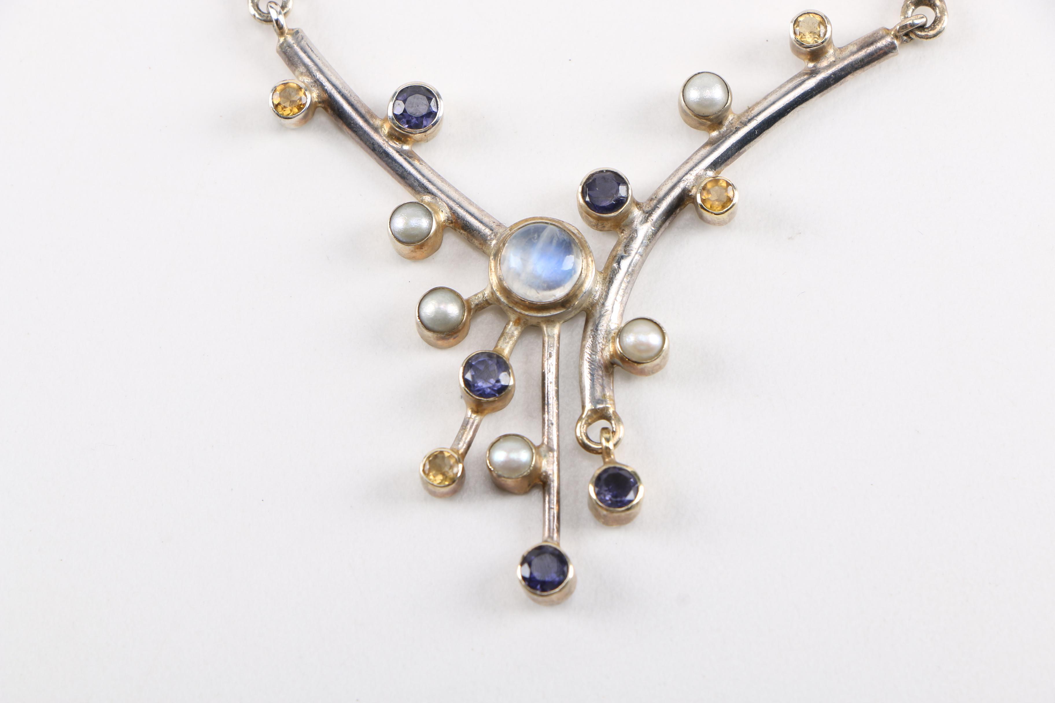 Sterling Silver and Gemstone Necklace