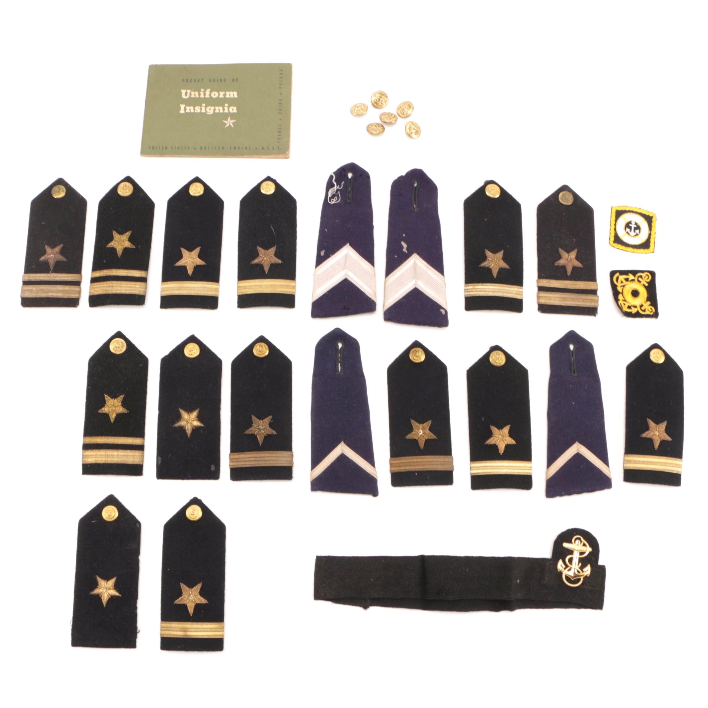 Navy Rank Insignias and Uniform Brass Buttons