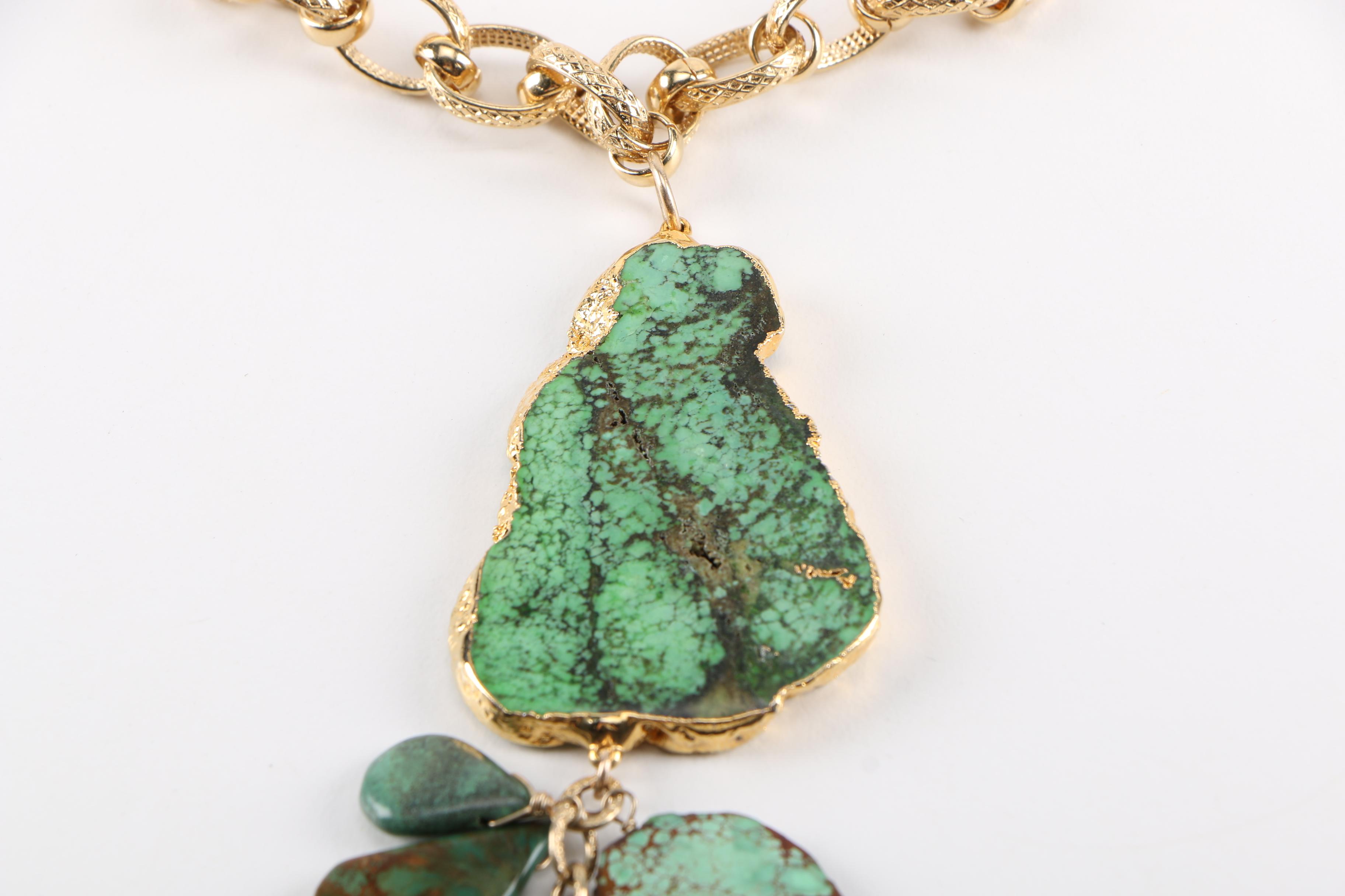 Gold Filled Chain Necklace With Eilat Stone Pendant