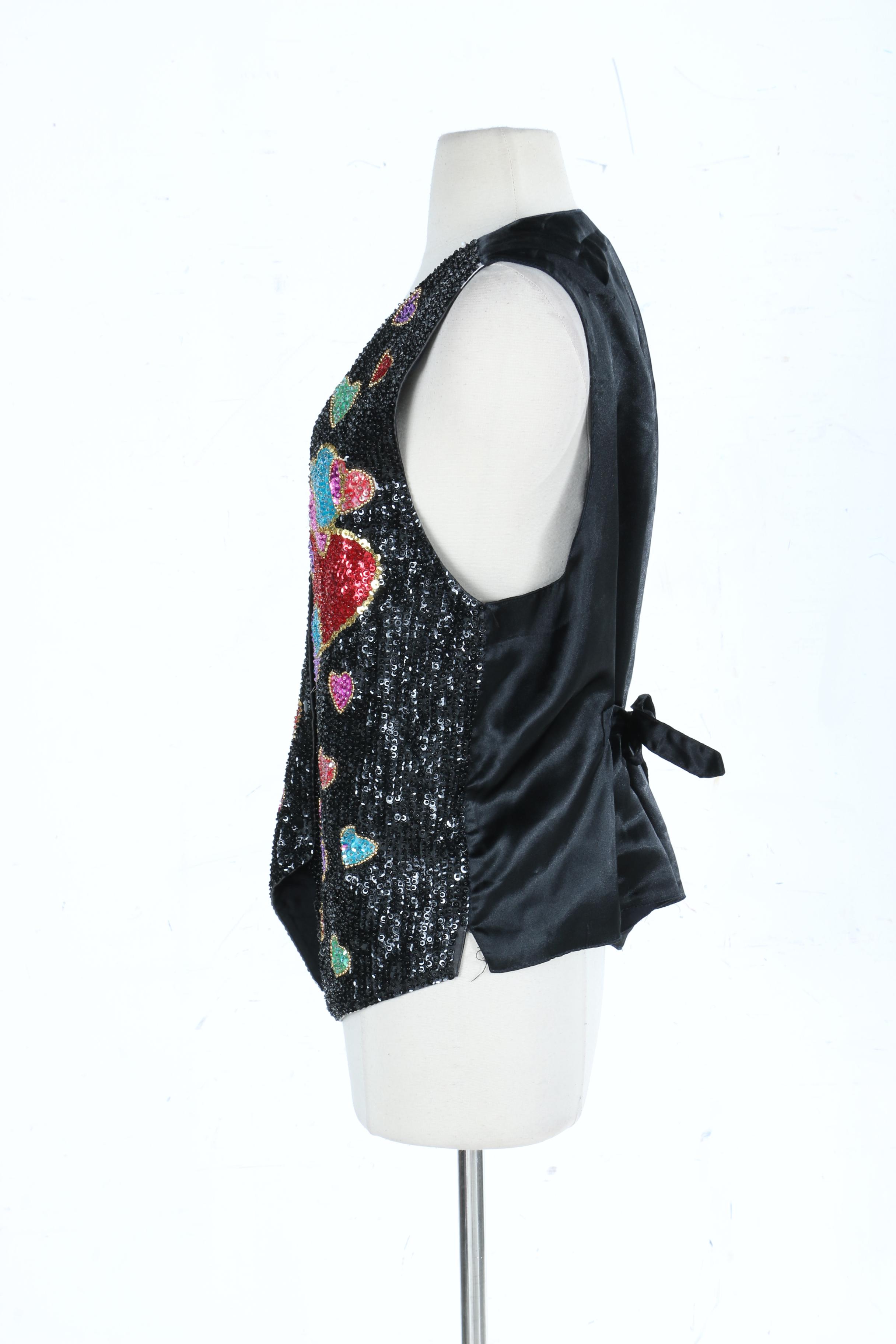 Women's Vintage Sequin Heart Vest