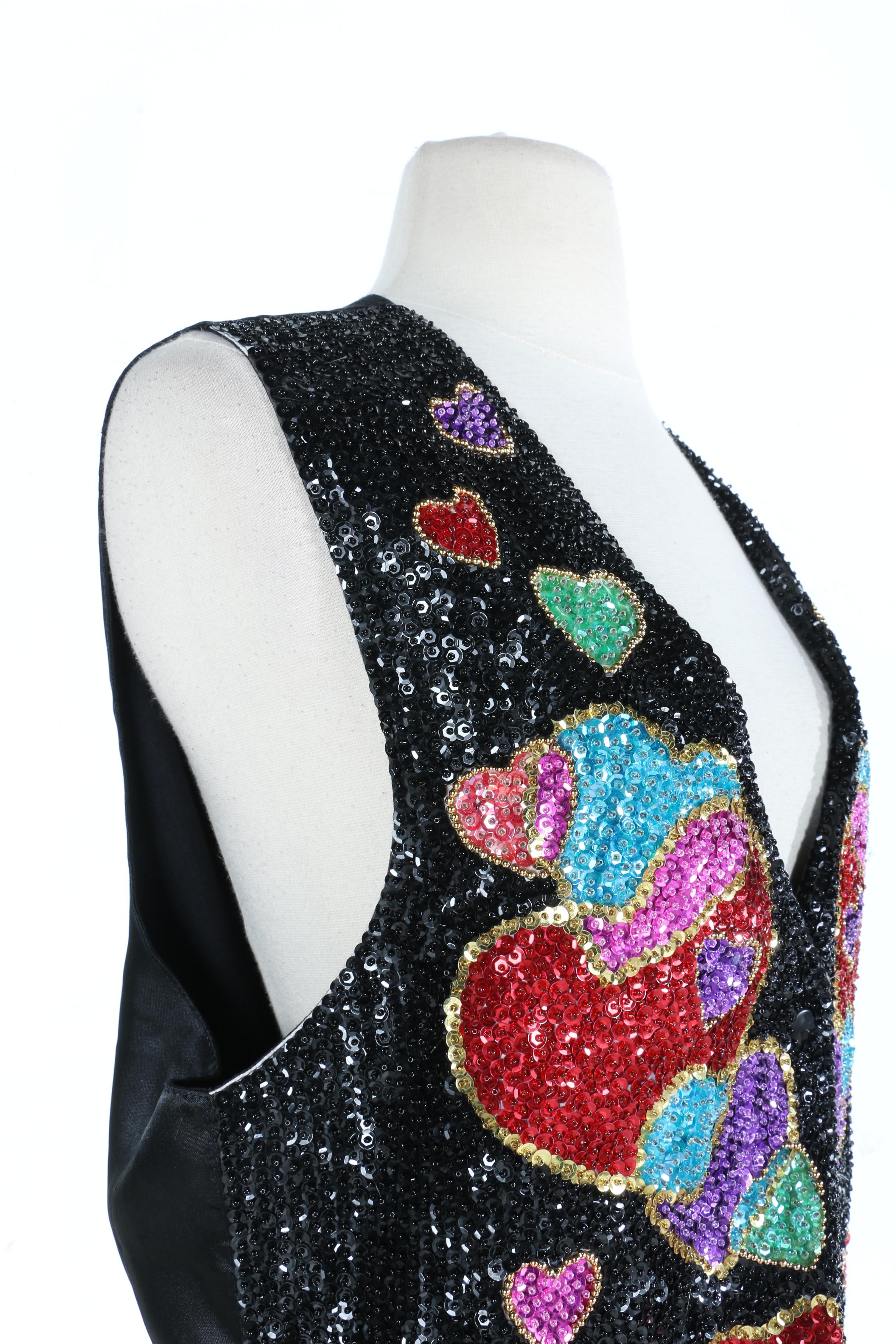 Women's Vintage Sequin Heart Vest