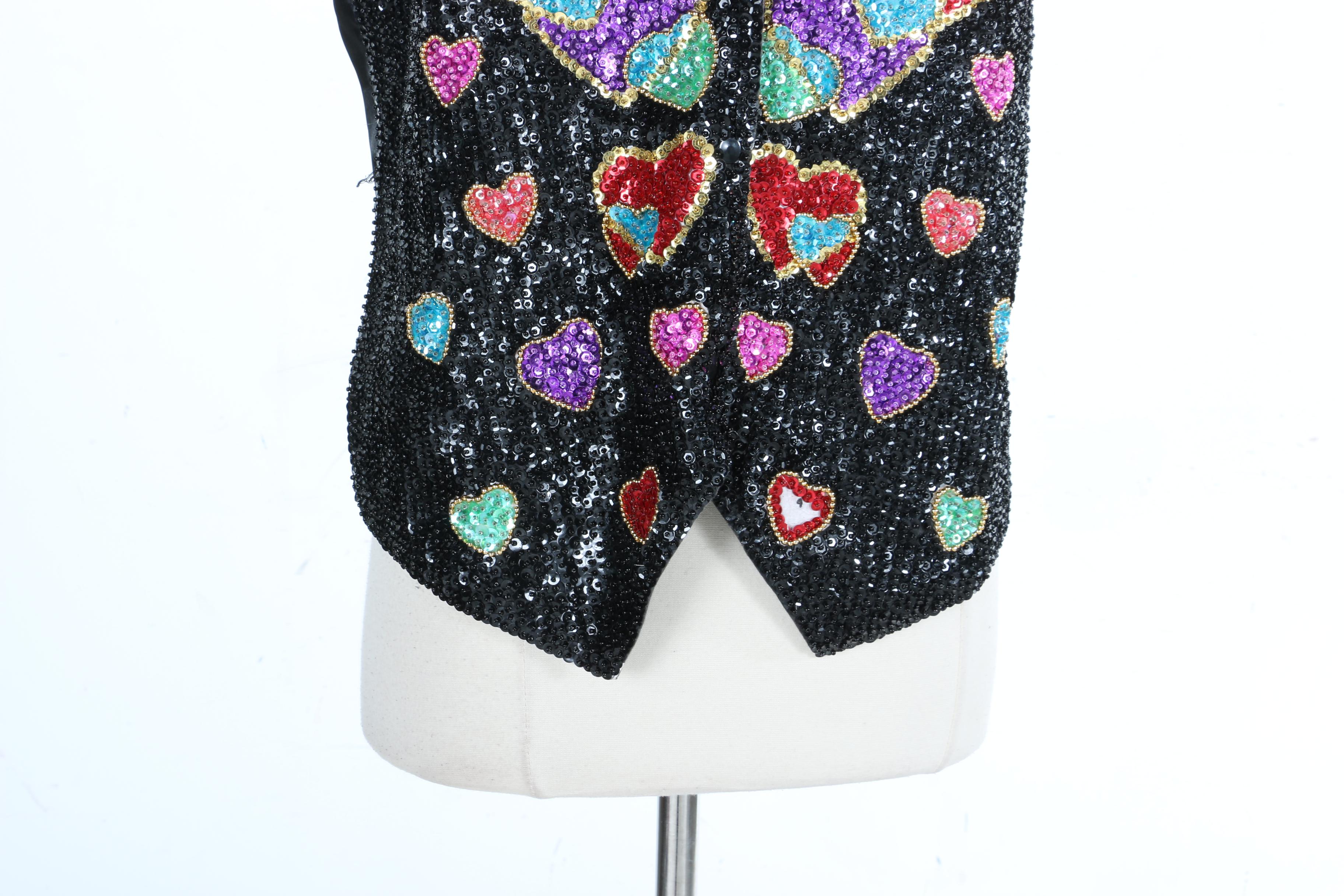 Women's Vintage Sequin Heart Vest