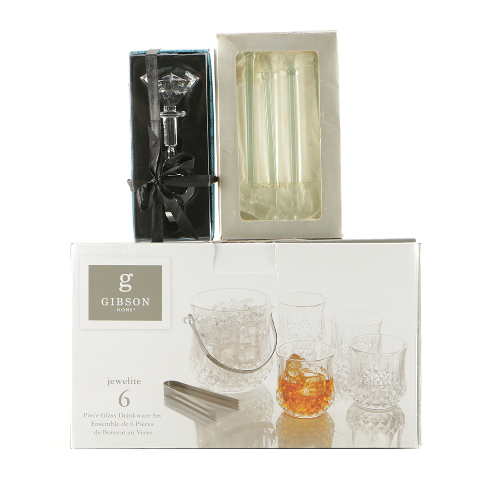 Barware Featuring Gibson "Jewelite" Drinkware Set