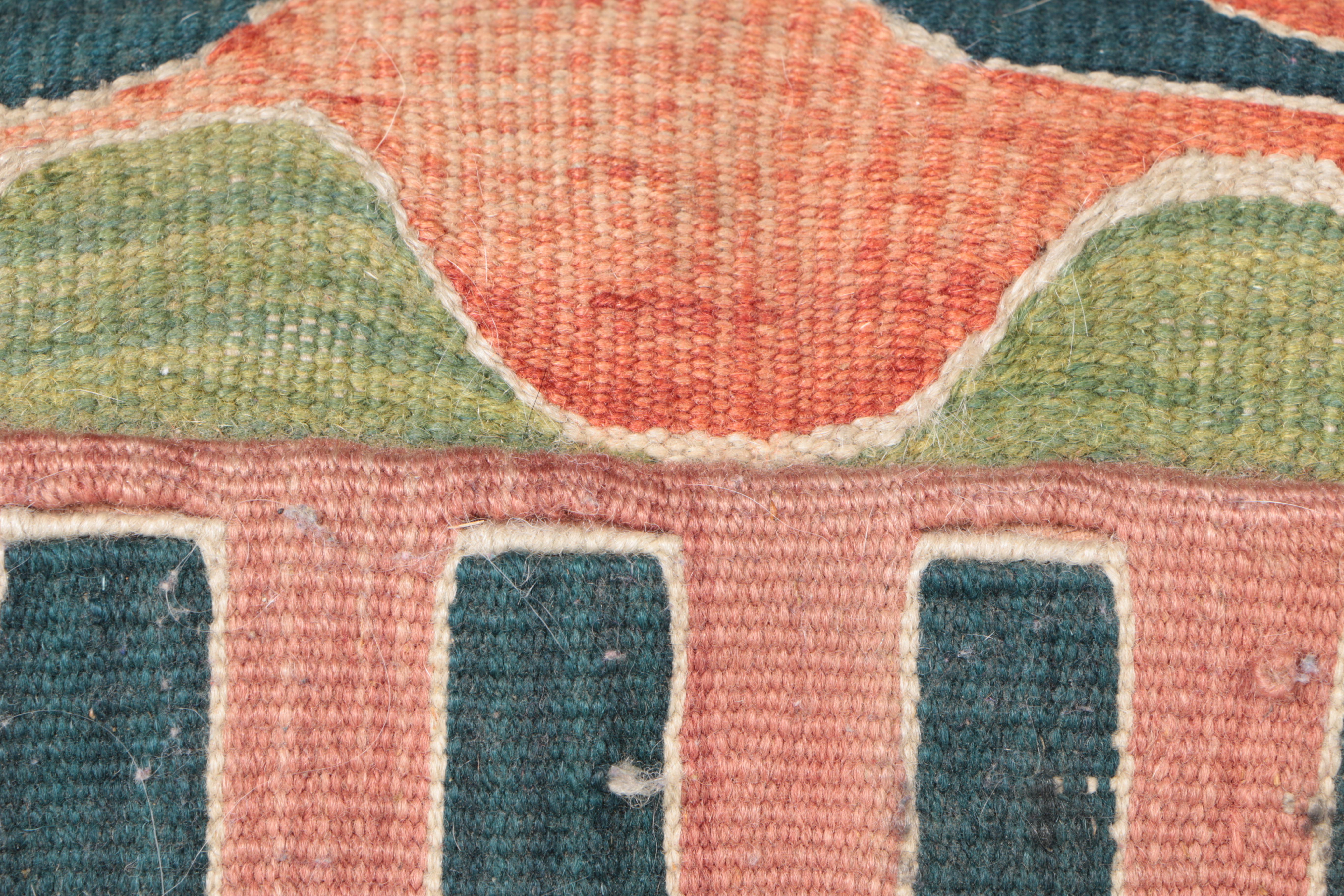 Oval Footstool With Kilim Upholstery