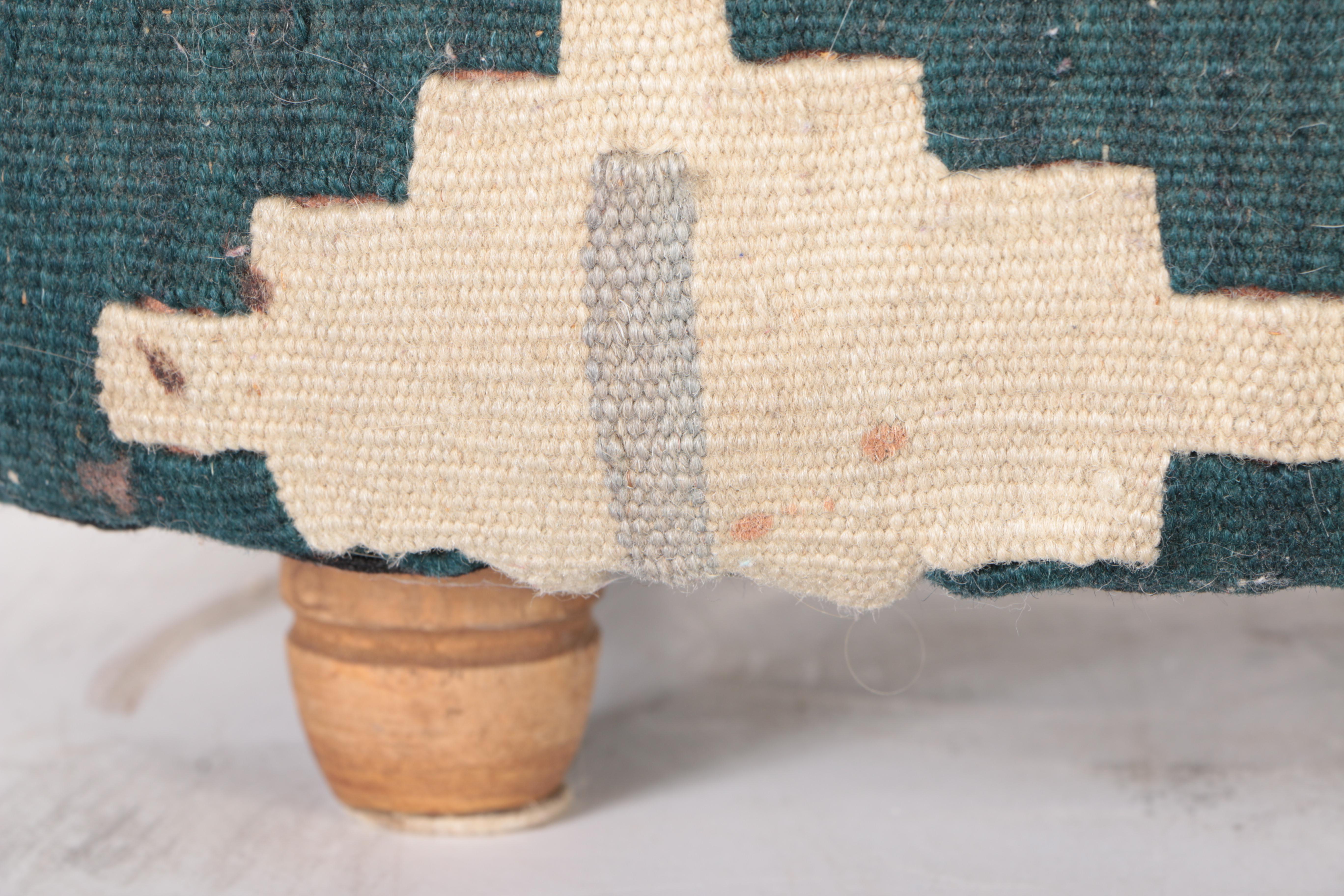 Oval Footstool With Kilim Upholstery