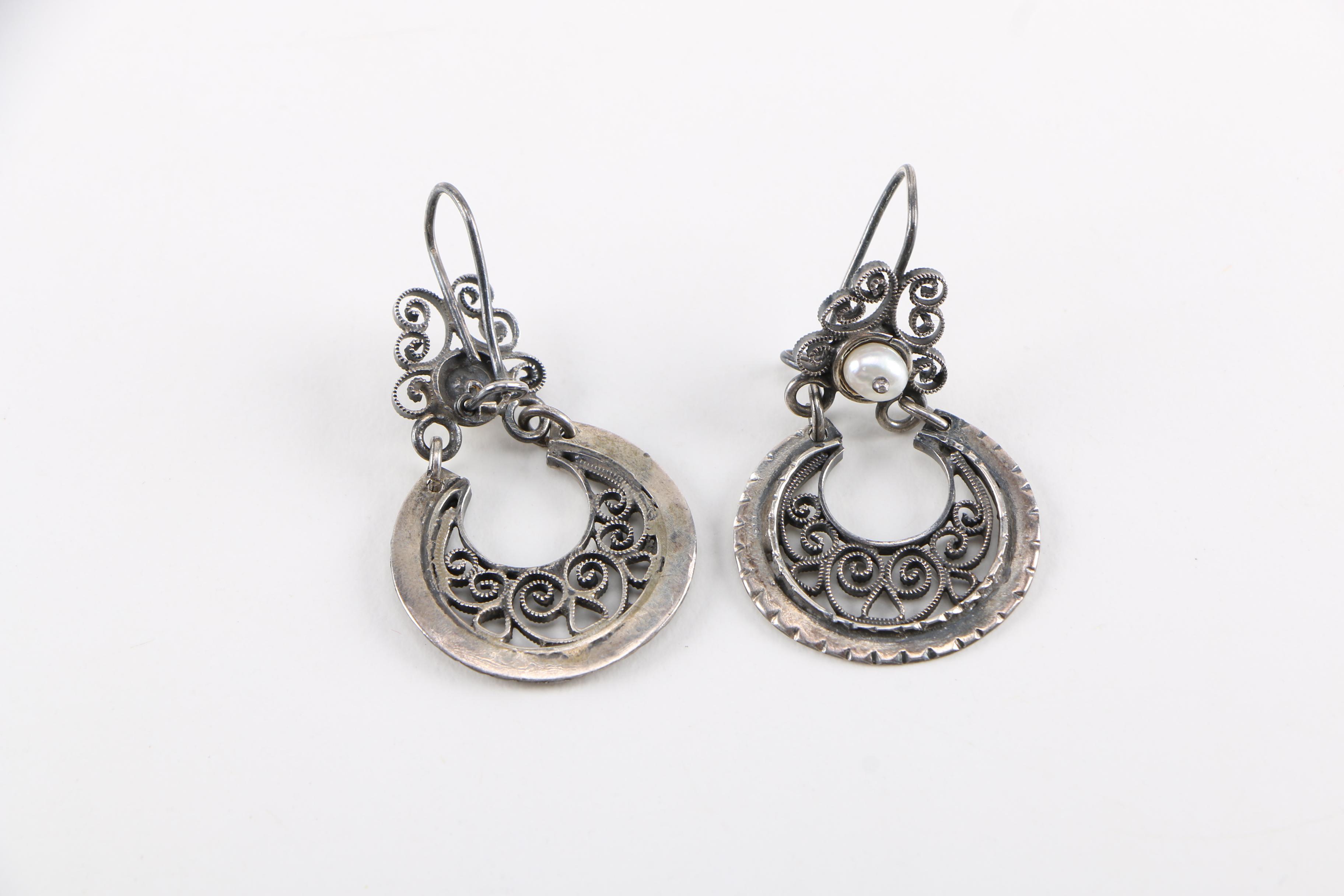 Vintage Sterling Silver Cultured Pearl Earrings and Coin Silver Watch from Anni + Co.