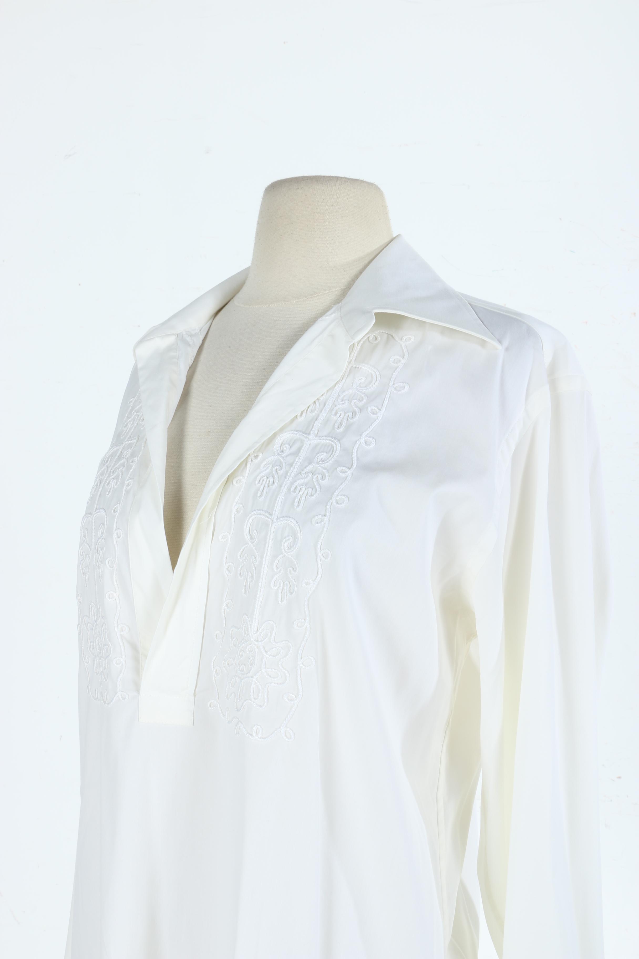 Prada Unisex Cream Color Embroidered Blouse