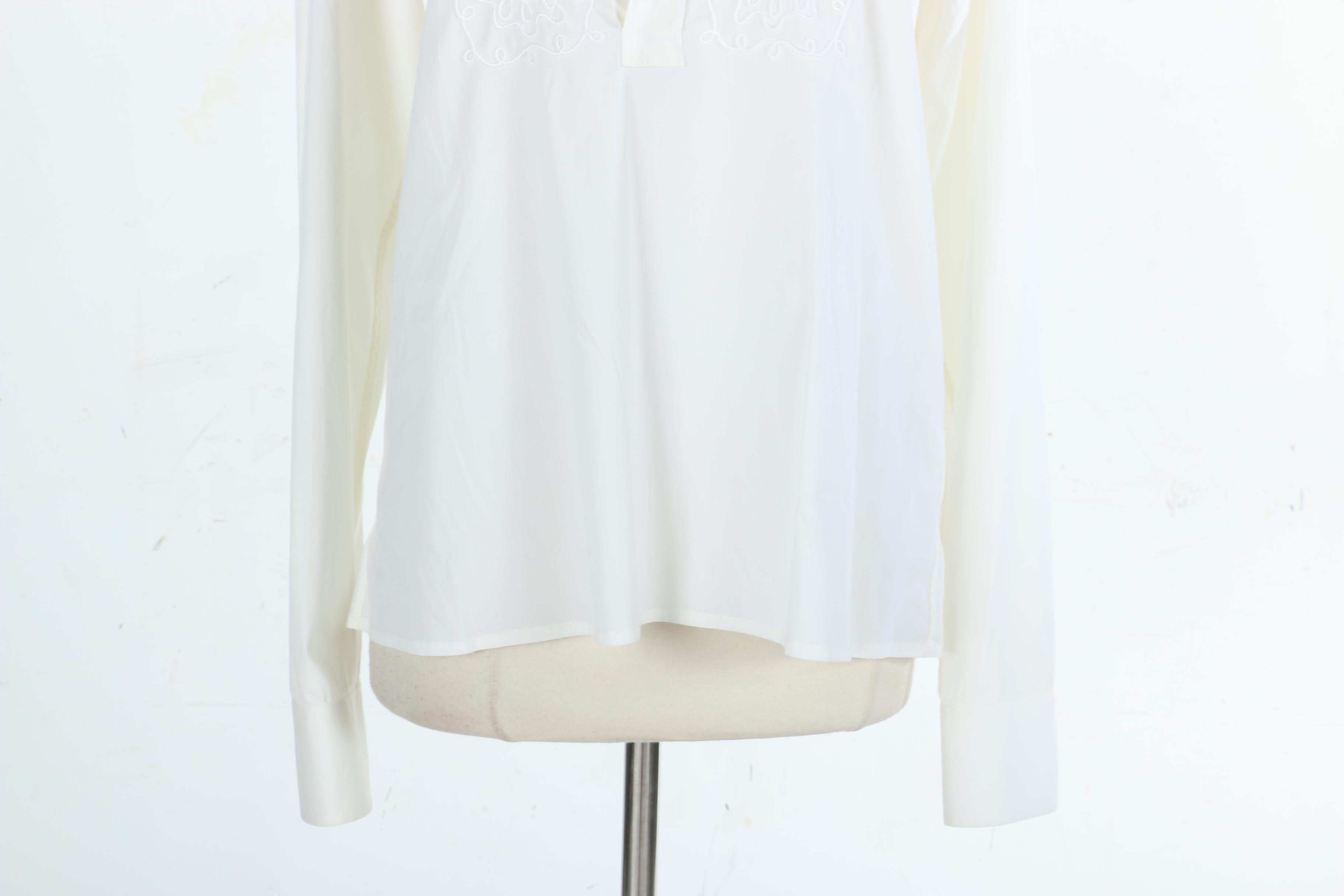 Prada Unisex Cream Color Embroidered Blouse
